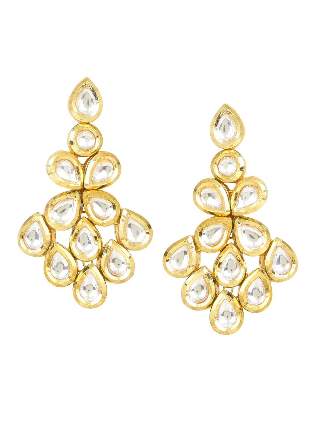 3 layered Bridal Kundan Necklace and Earring set by Leshya - Image 4
