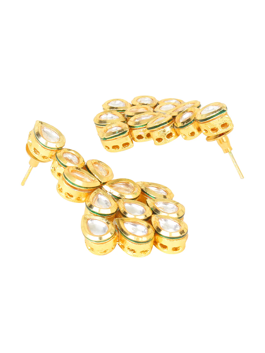 3 layered Bridal Kundan Necklace and Earring set by Leshya - Image 5
