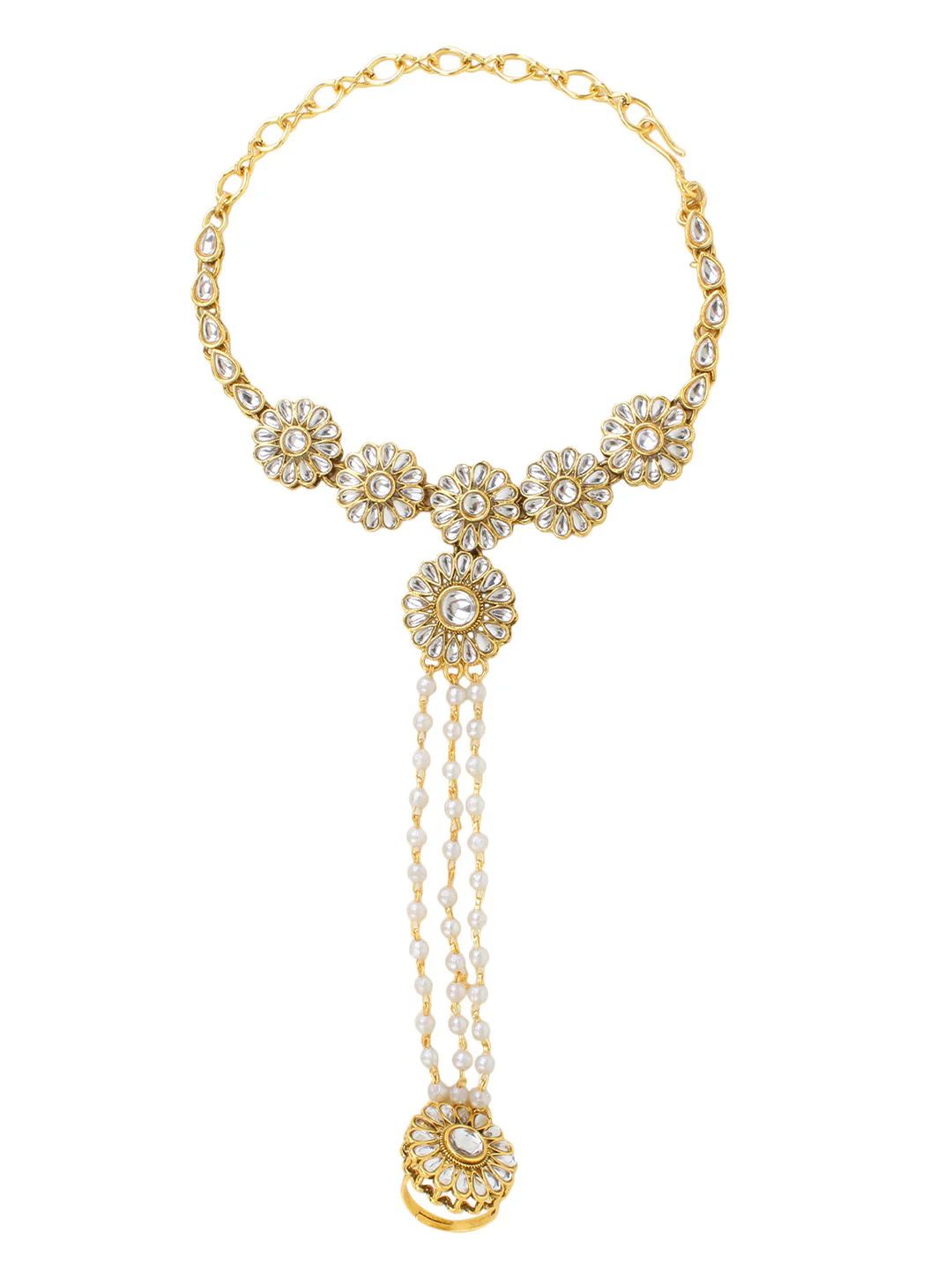 Adjustable Bridal Hand Harness with Kundan Stones by Leshya - Image 5