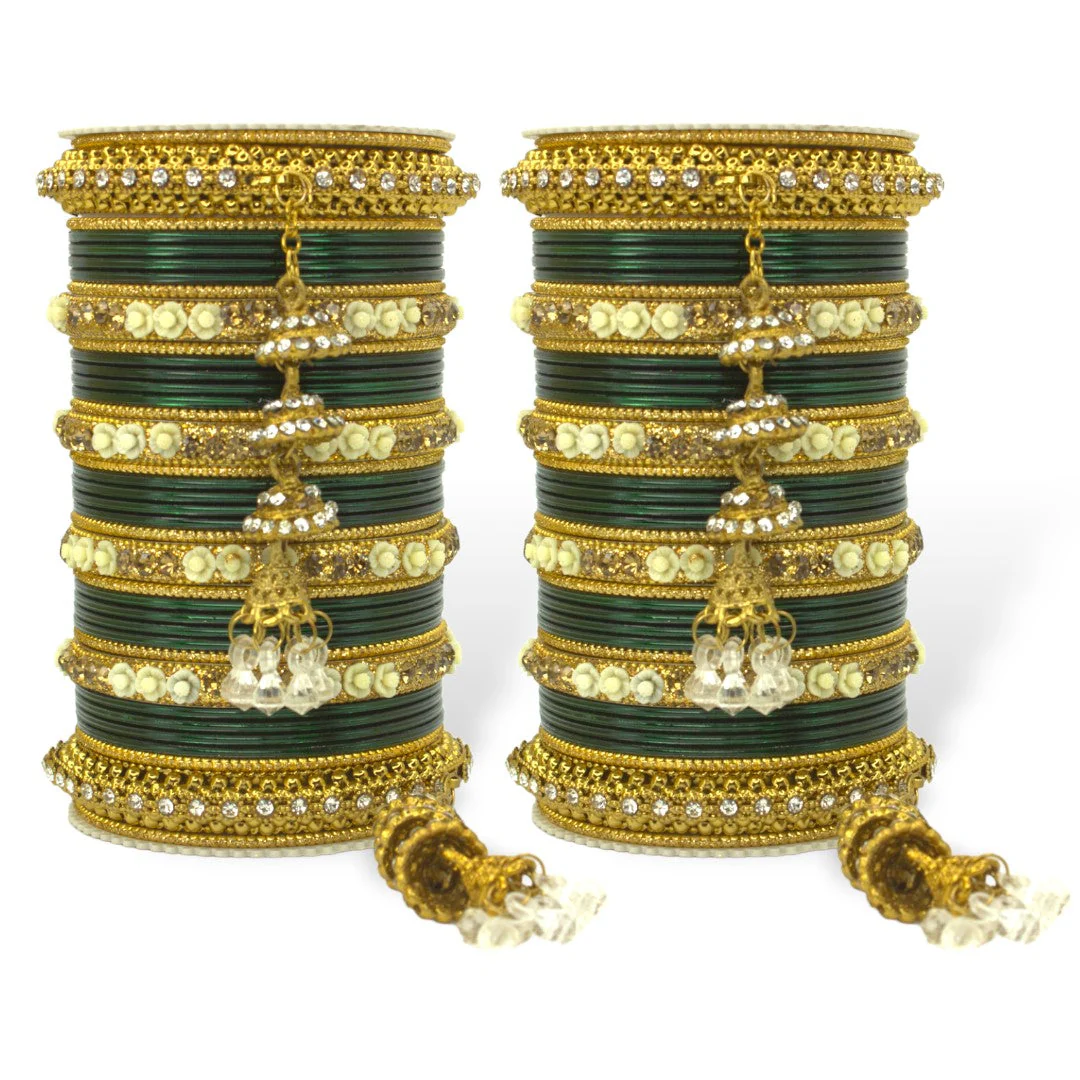 Antique Jhumki Latkan Bangle set for two hands by Leshya - Image 7