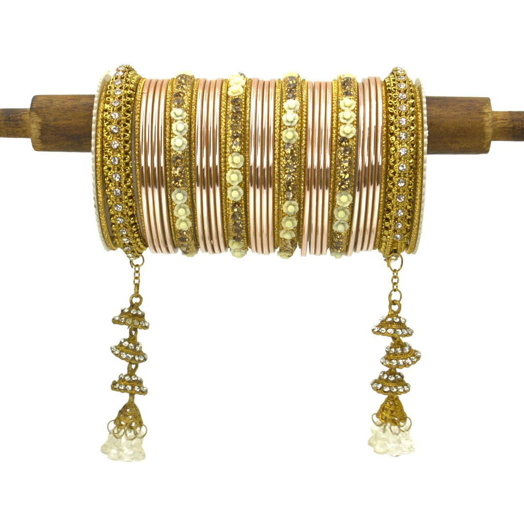 Antique Jhumki Latkan Bangle set for two hands by Leshya - Image 9