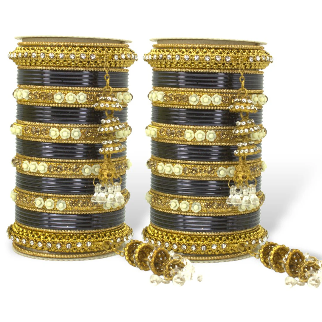 Antique Jhumki Latkan Bangle set for two hands by Leshya - Image 6