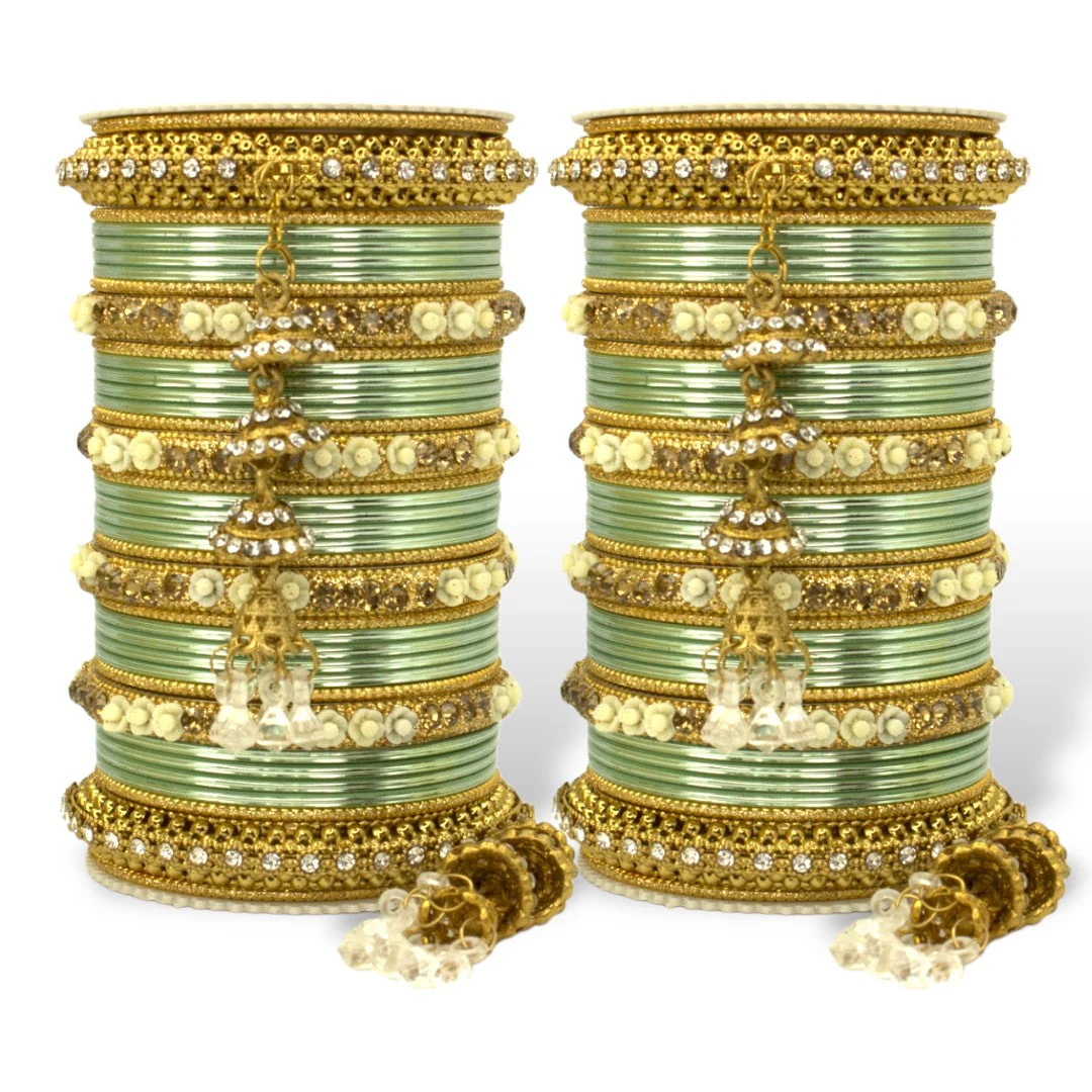 Antique Jhumki Latkan Bangle set for two hands by Leshya - Image 7