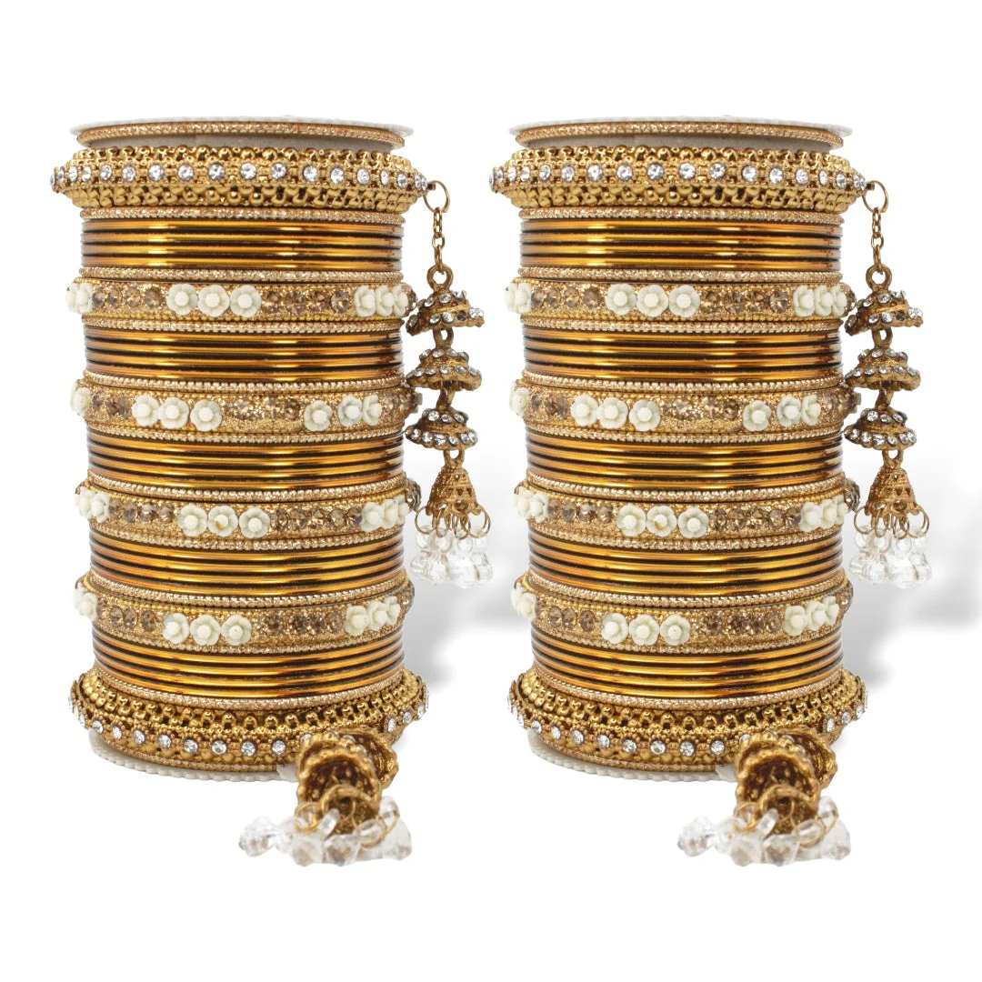 Antique Jhumki Latkan Bangle set for two hands by Leshya - Image 8