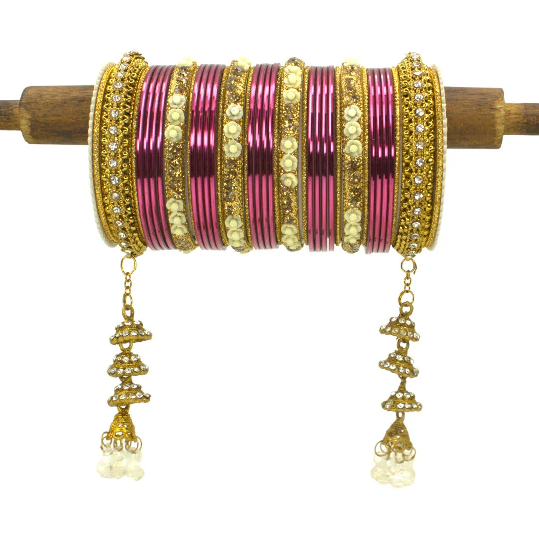 Antique Jhumki Latkan Bangle set for two hands by Leshya - Image 13