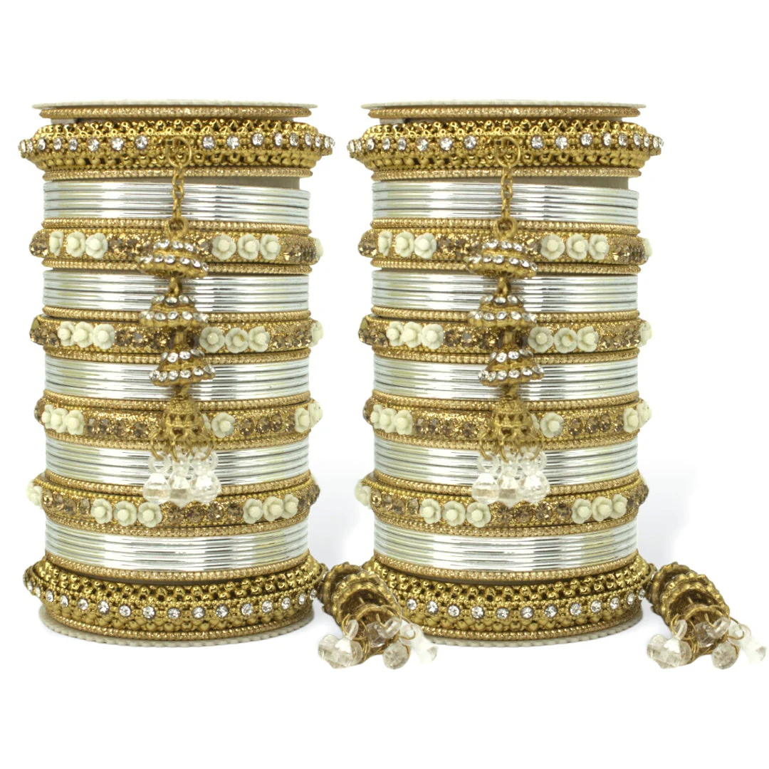 Antique Jhumki Latkan Bangle set for two hands by Leshya - Image 16