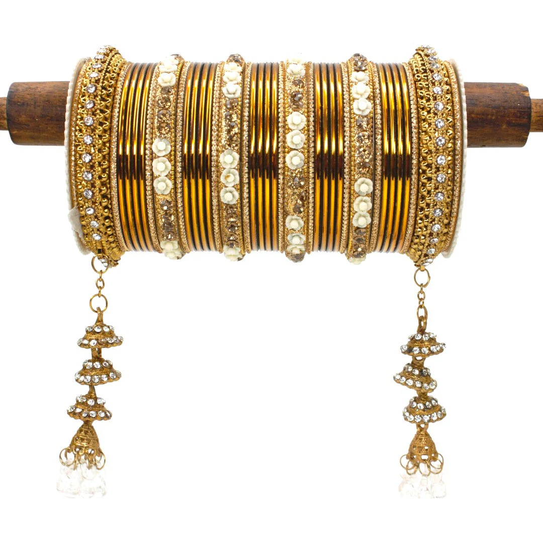 Antique Jhumki Latkan Bangle set for two hands by Leshya - Image 13