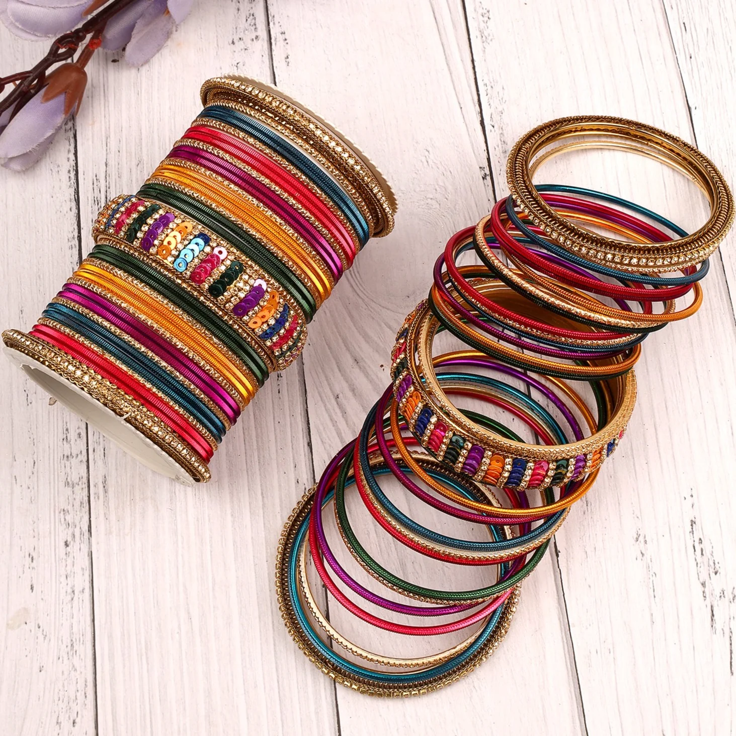 Beautiful Partywear Bangle set with Sequence Work - Image 2