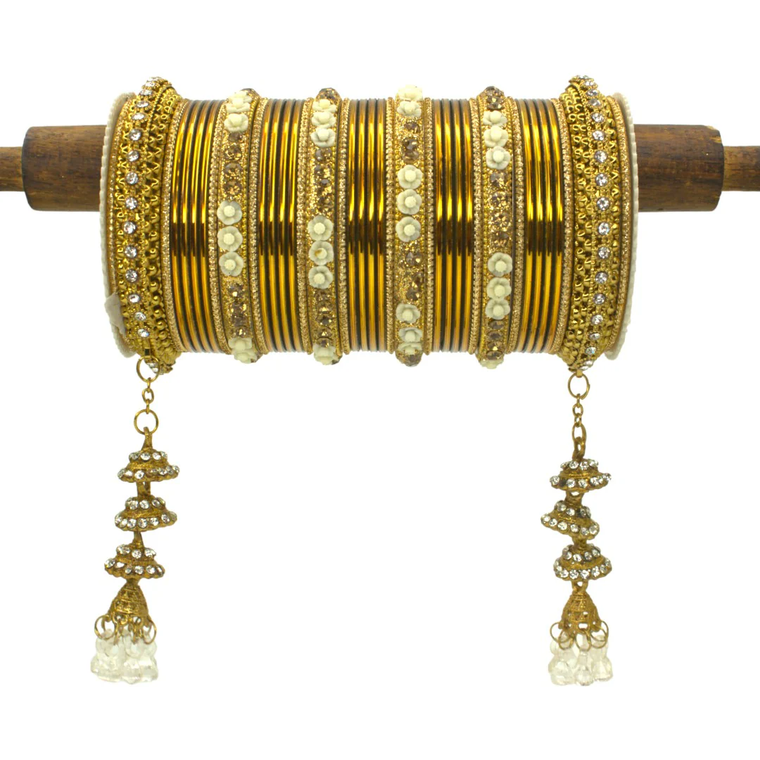 Antique Jhumki Latkan Bangle set for two hands by Leshya - Image 9