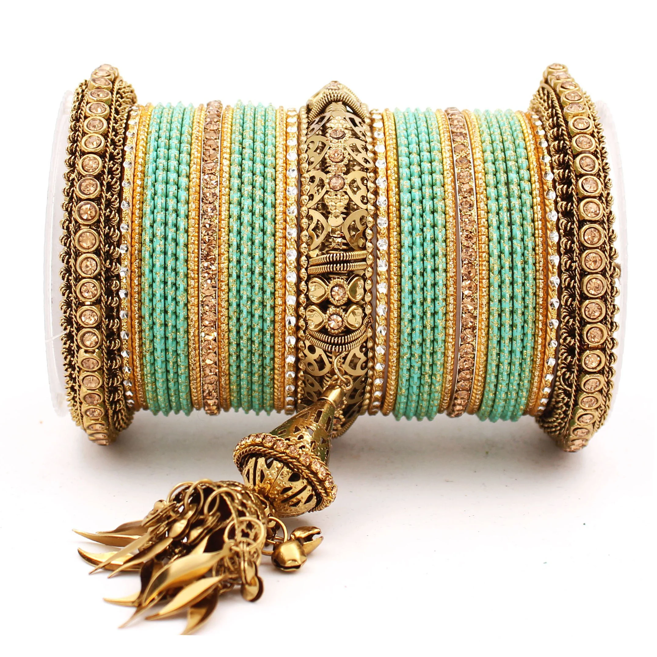 Antique Jhumki Latkan Bangle set for Women by Leshya - Image 23