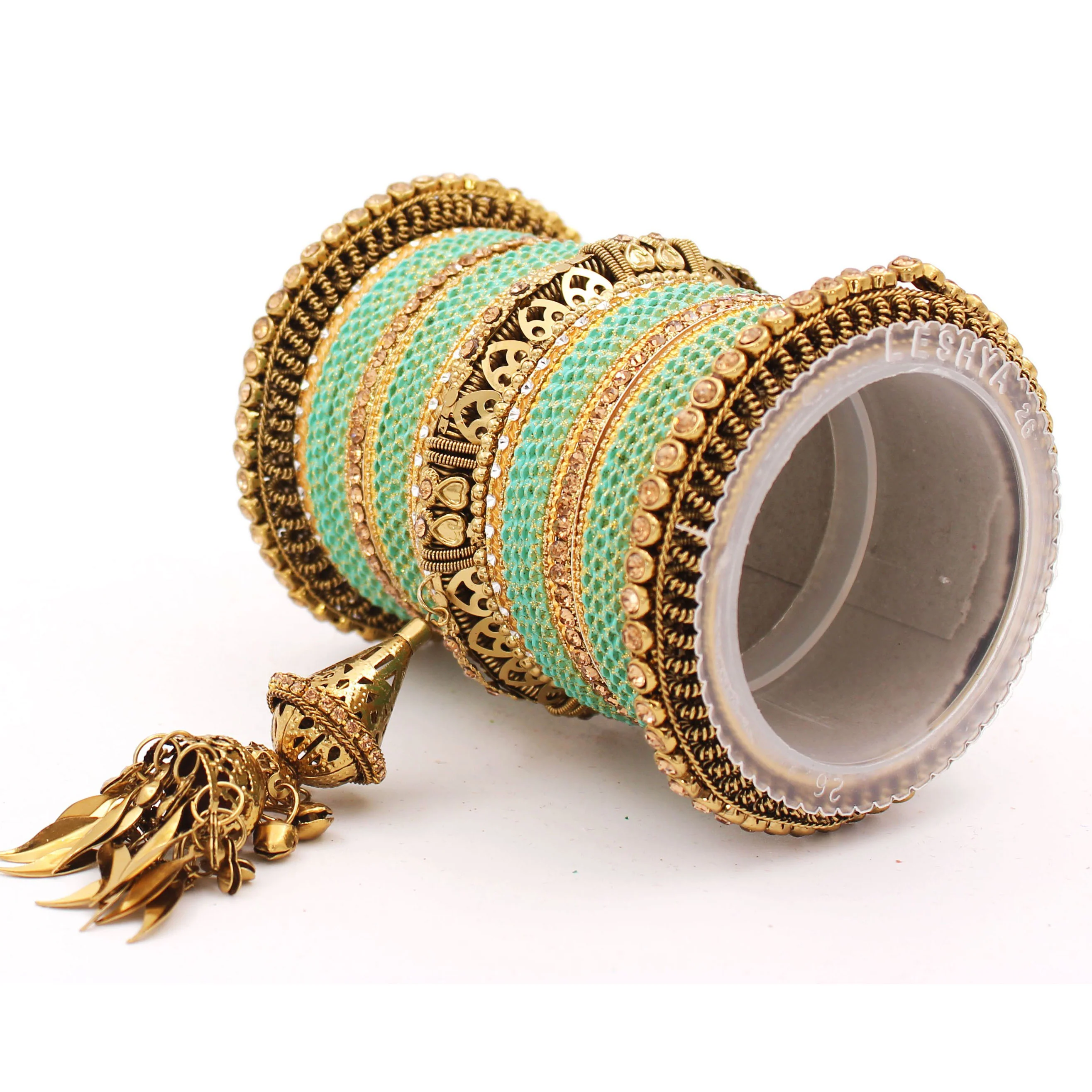 Antique Jhumki Latkan Bangle set for Women by Leshya - Image 24
