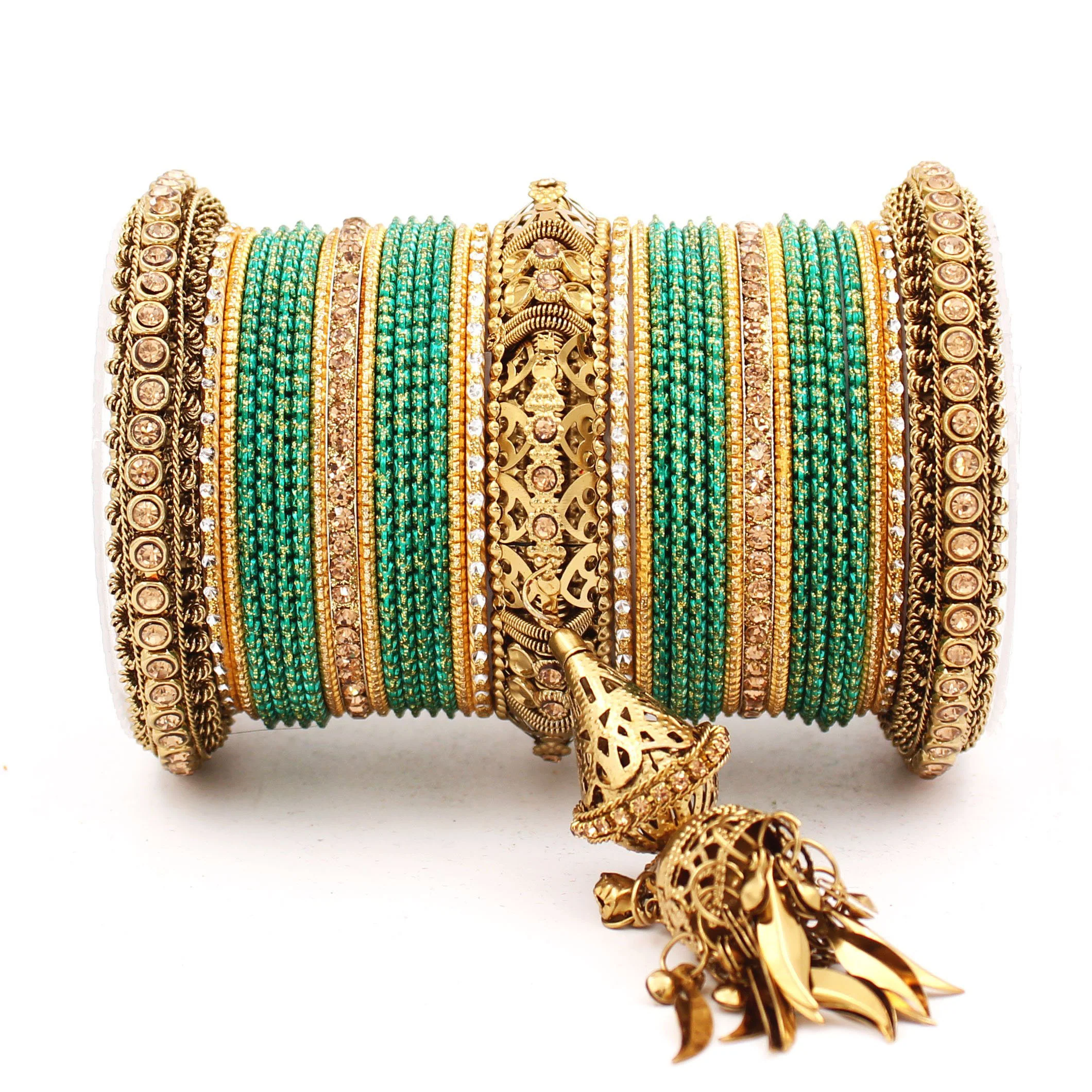 Antique Jhumki Latkan Bangle set for Women by Leshya - Image 26