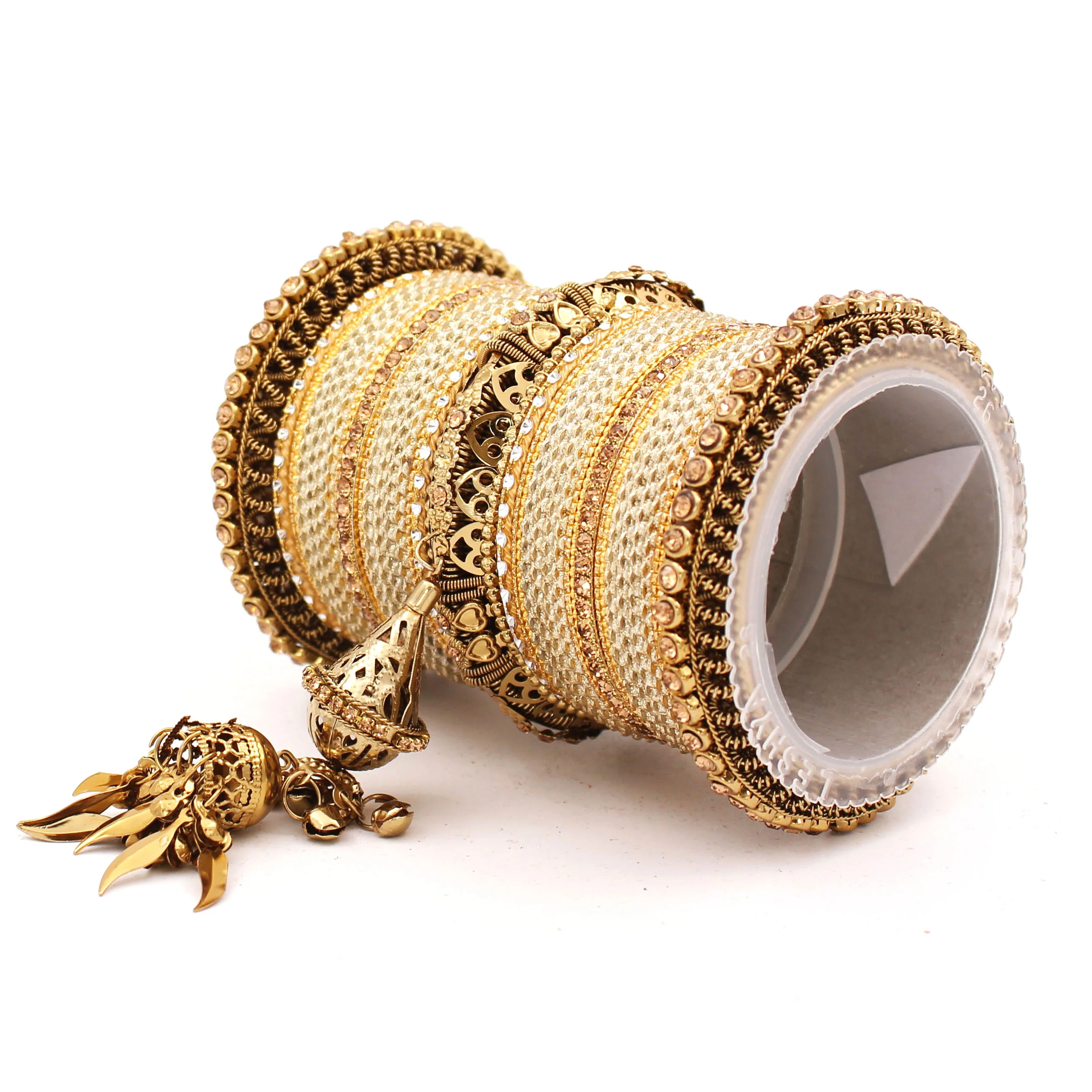 Antique Jhumki Latkan Bangle set for Women by Leshya - Image 33