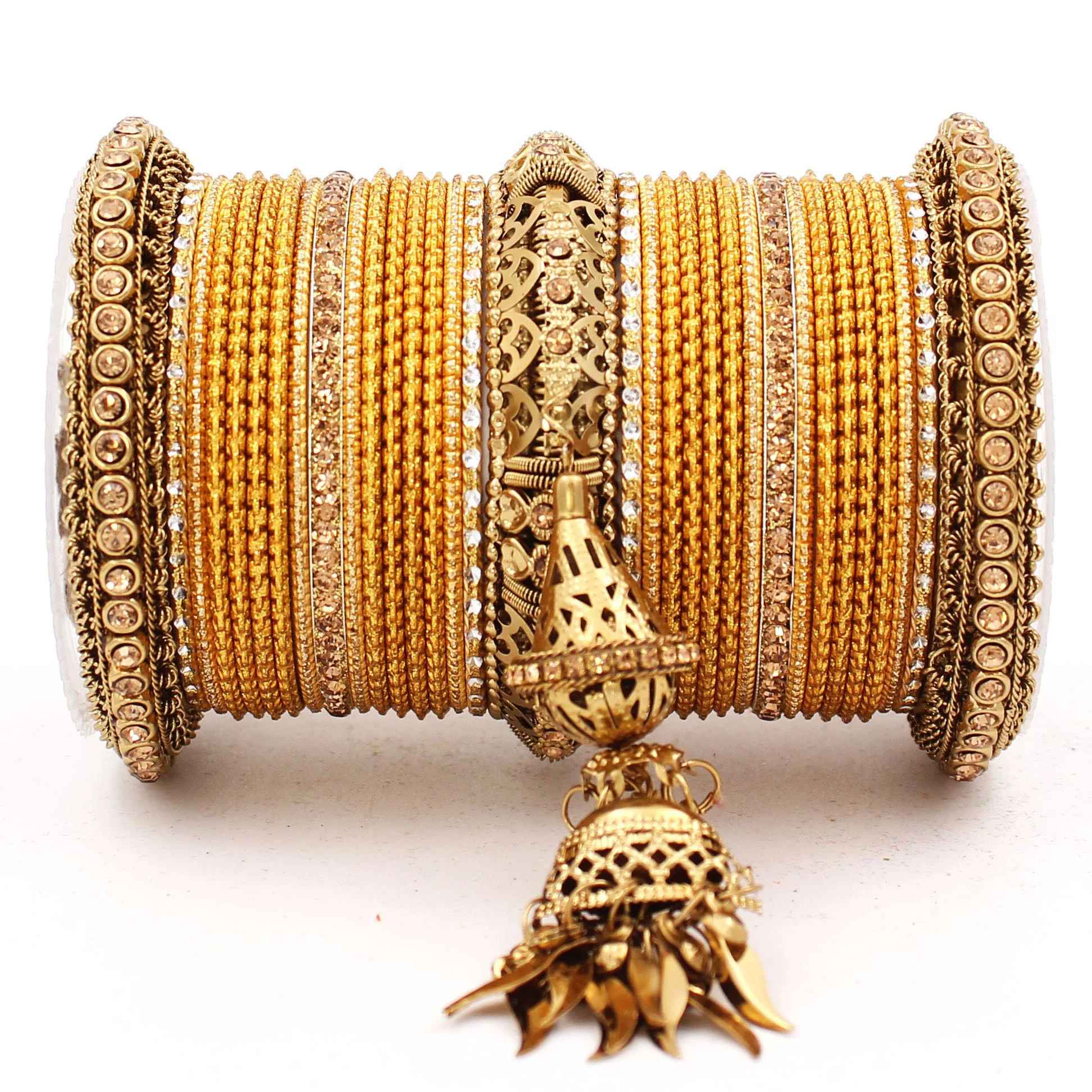 Antique Jhumki Latkan Bangle set for Women by Leshya - Image 36