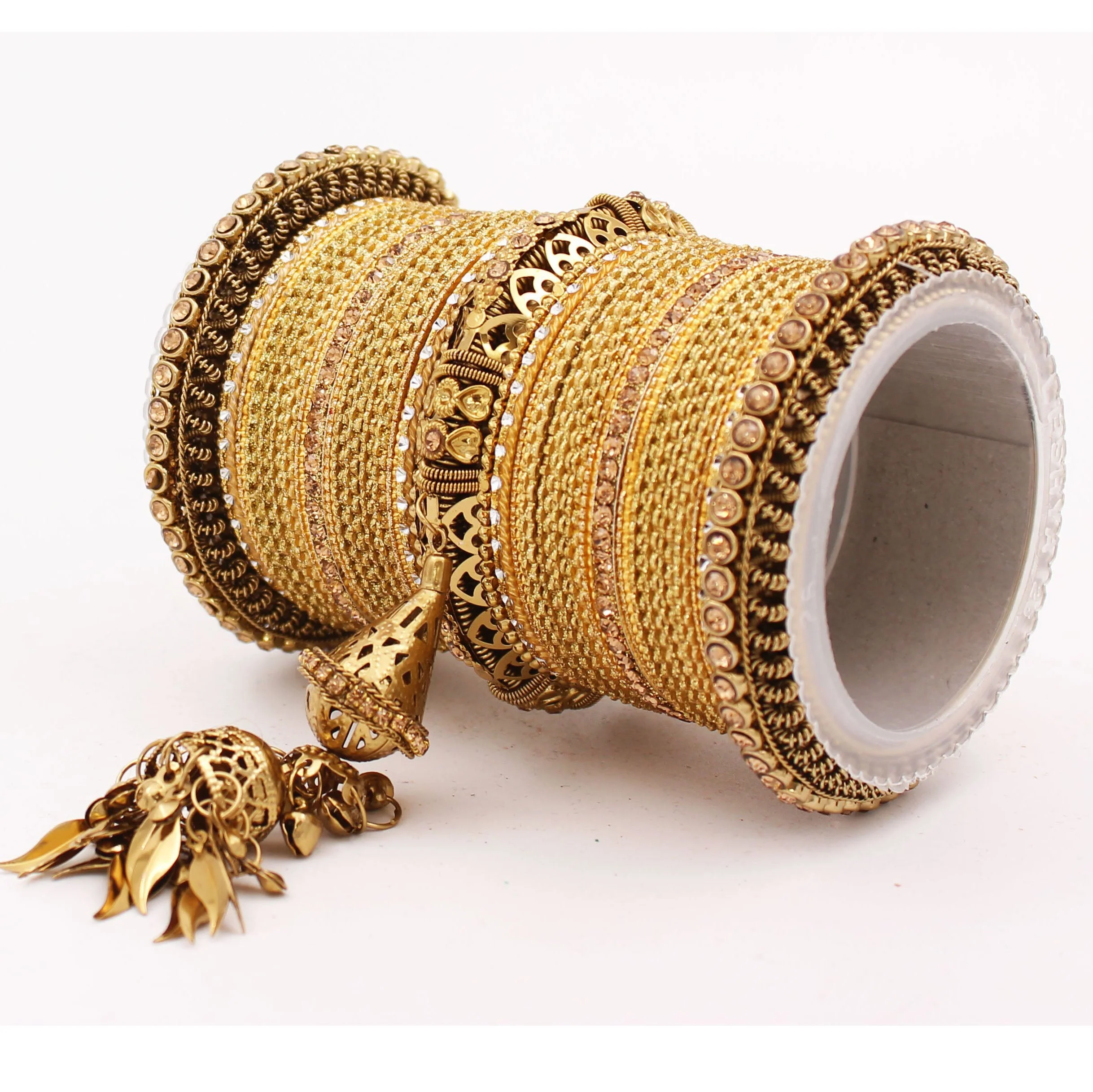 Antique Jhumki Latkan Bangle set for Women by Leshya - Image 12