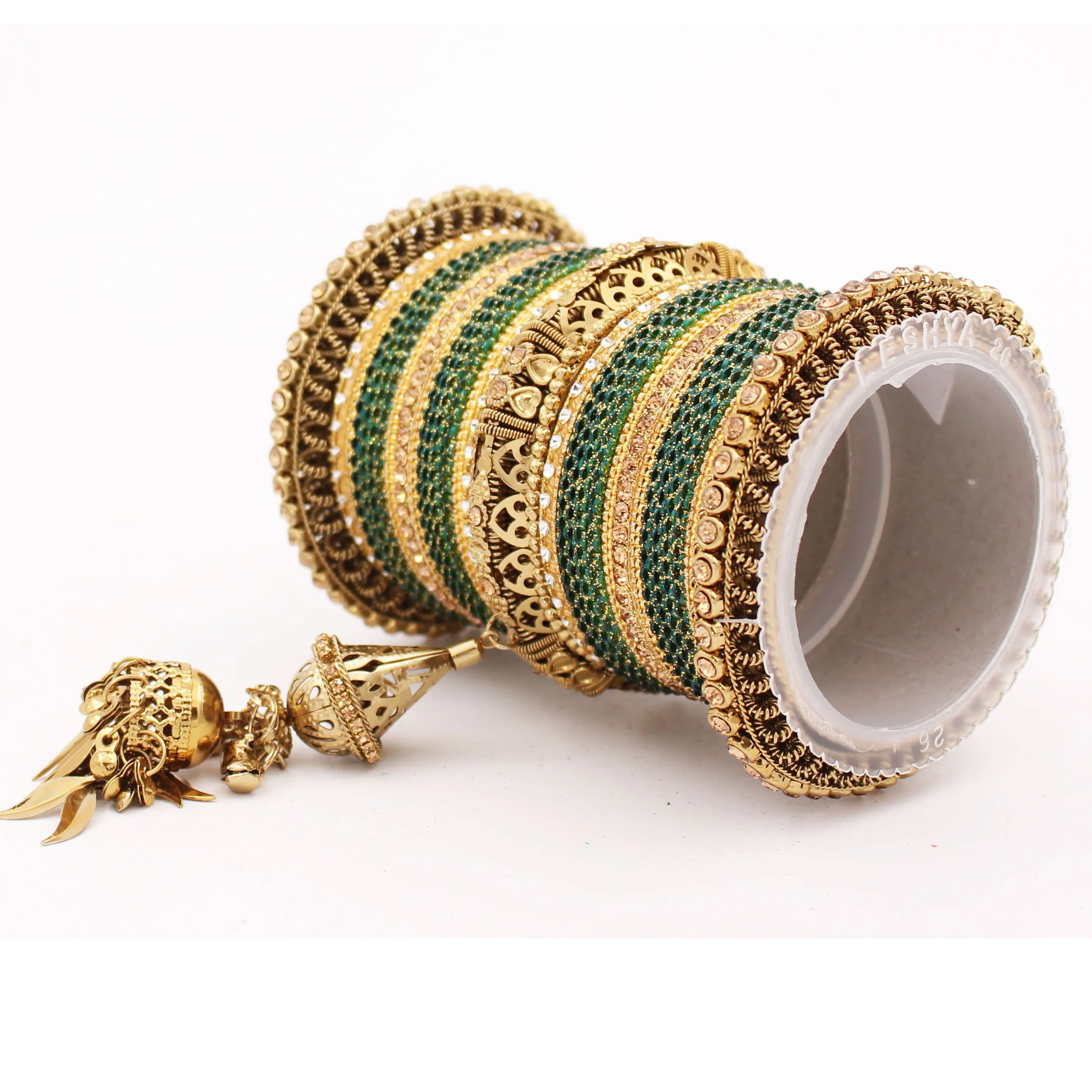 Antique Jhumki Latkan Bangle set for Women by Leshya - Image 15