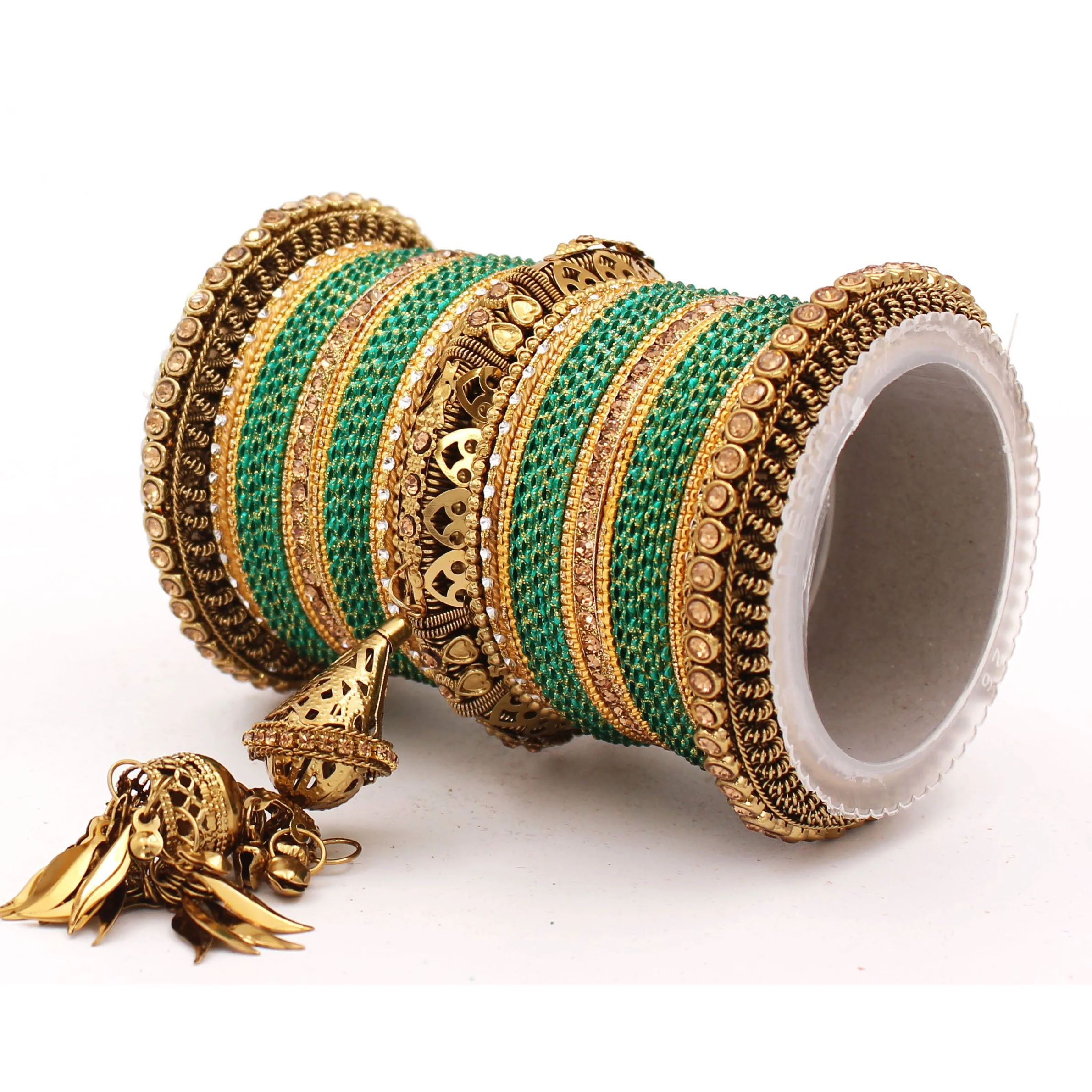 Antique Jhumki Latkan Bangle set for Women by Leshya - Image 27
