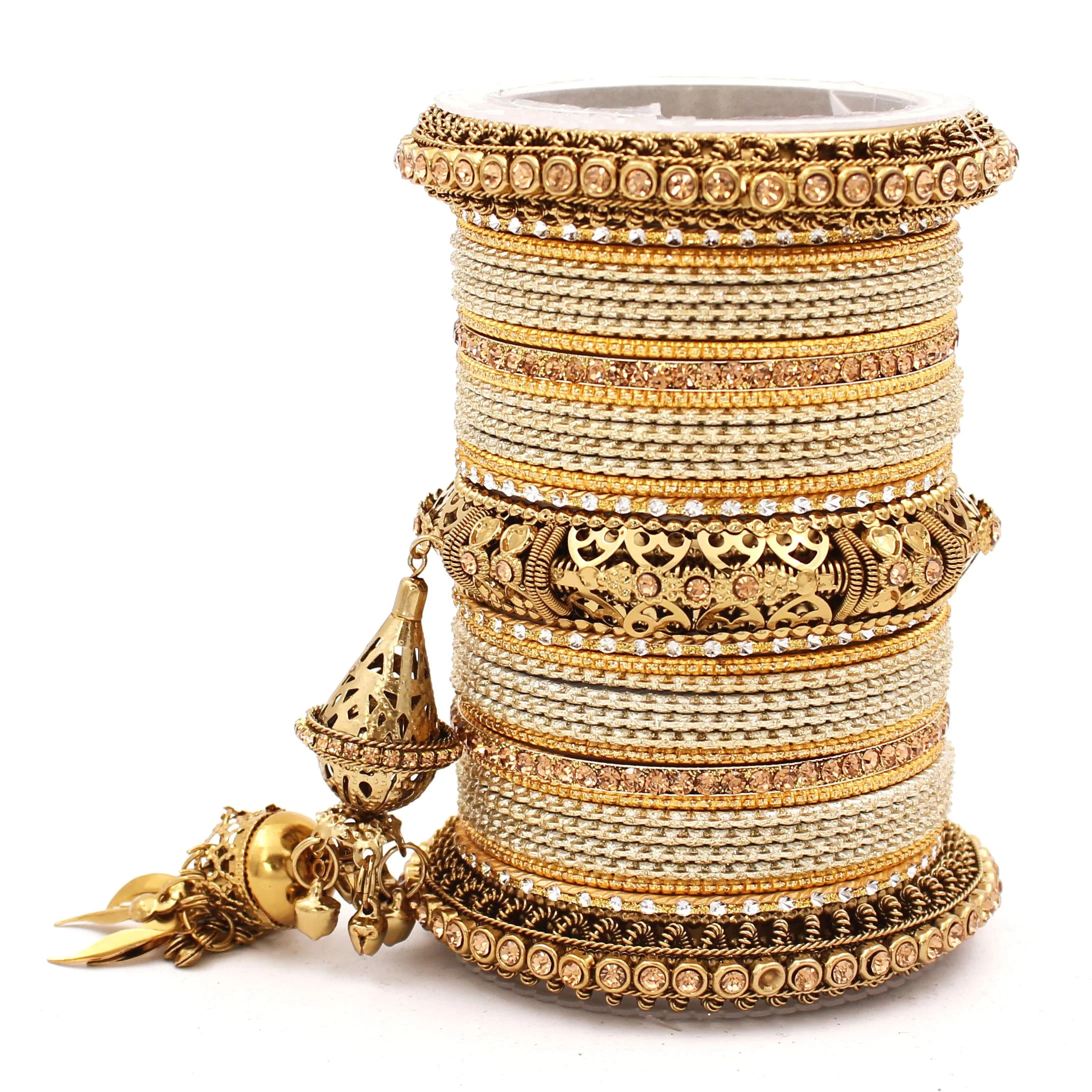 Antique Jhumki Latkan Bangle set for Women by Leshya - Image 31