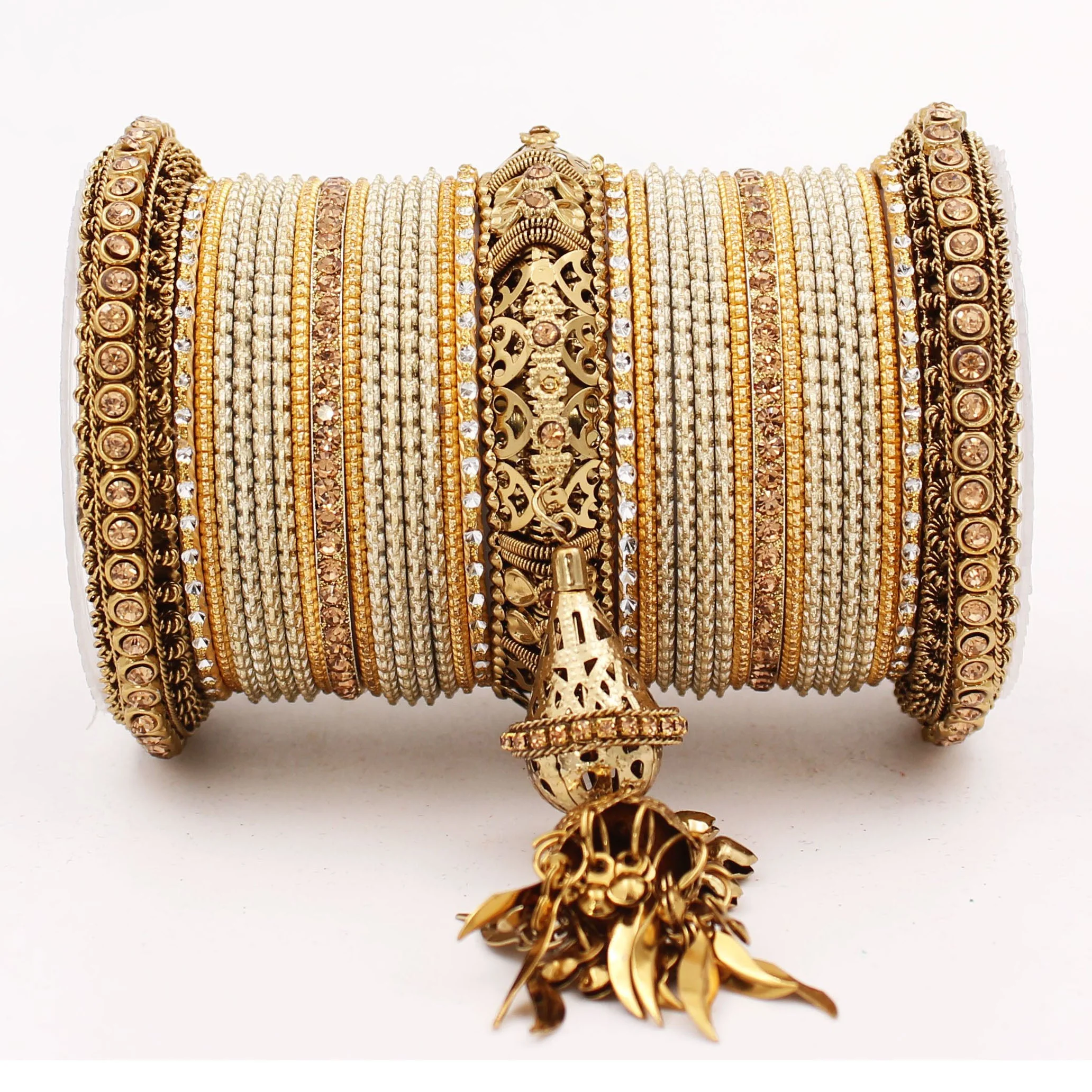 Antique Jhumki Latkan Bangle set for Women by Leshya - Image 32