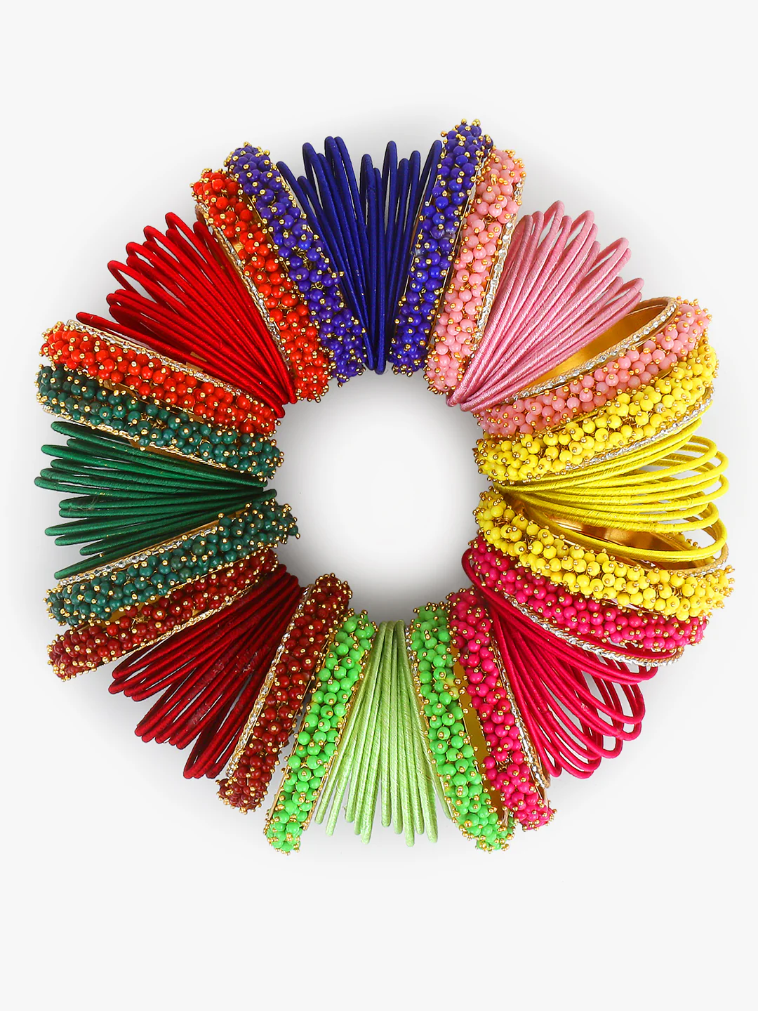 Bangle Bunch with Gajra Kada and Velvet Bangles (8 Colours) - Image 2