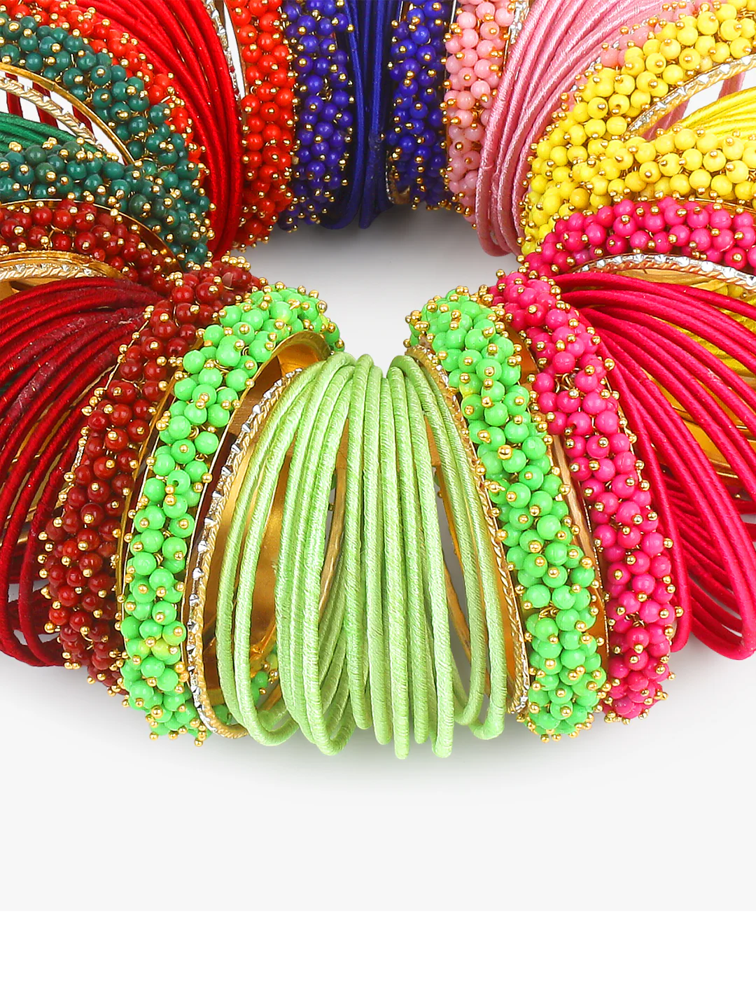 Bangle Bunch with Gajra Kada and Velvet Bangles (8 Colours) - Image 3