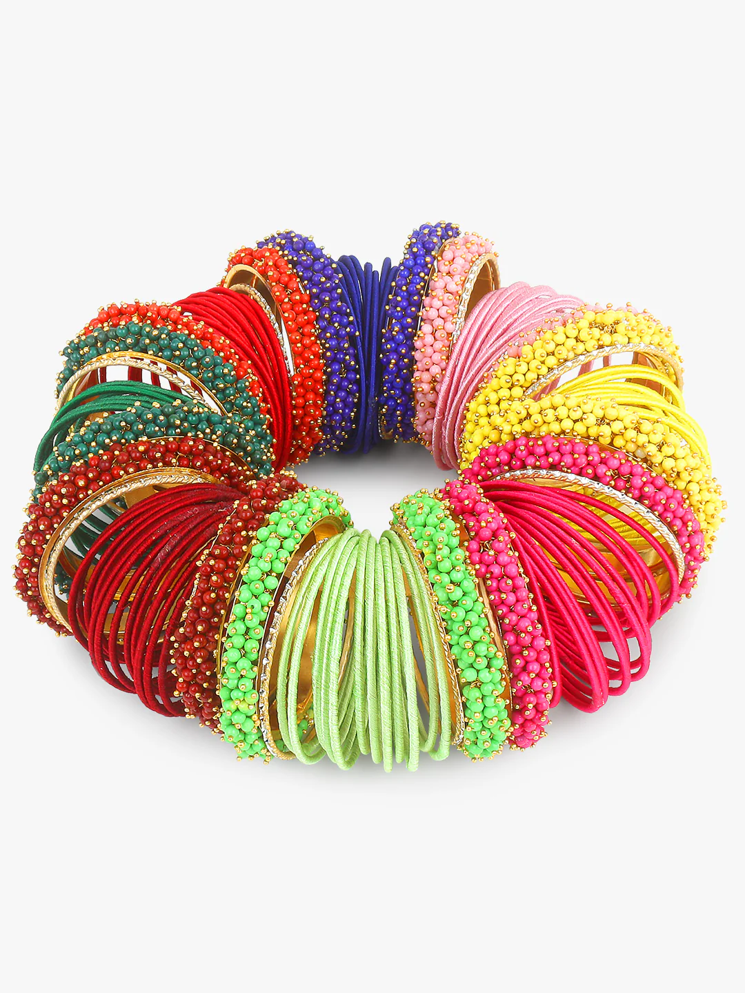 Bangle Bunch with Gajra Kada and Velvet Bangles (8 Colours) - Image 4