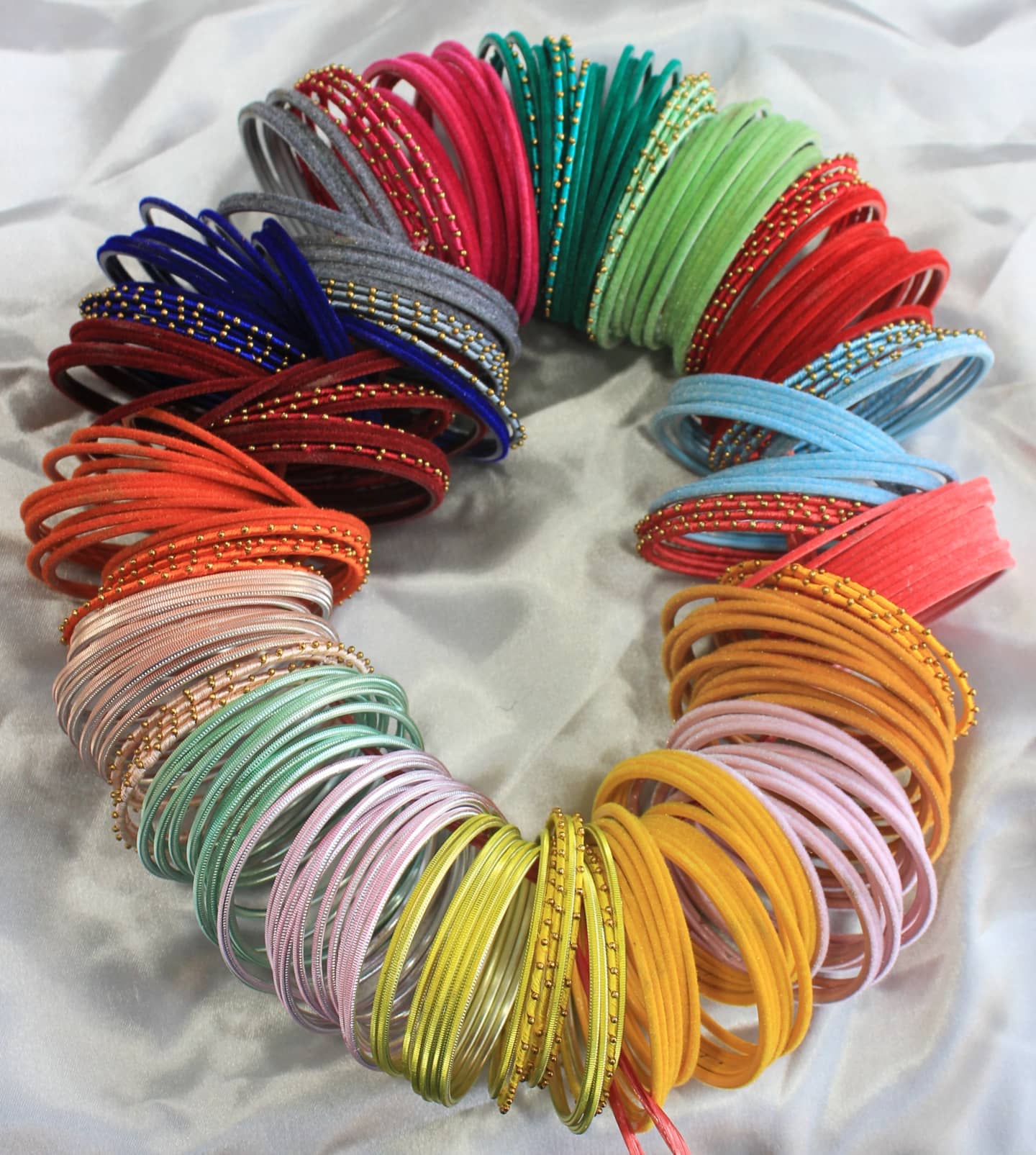 Bangle Bunches with Thread and Velvet by Leshya (12 Colours) - Image 3