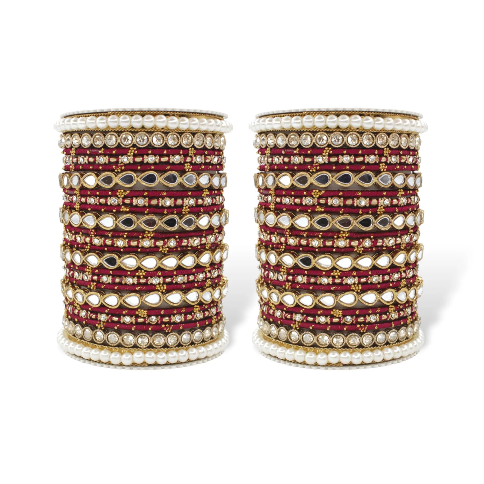 Bangle Set with Drop Mirror Kada and Pearl by Leshya - Image 13