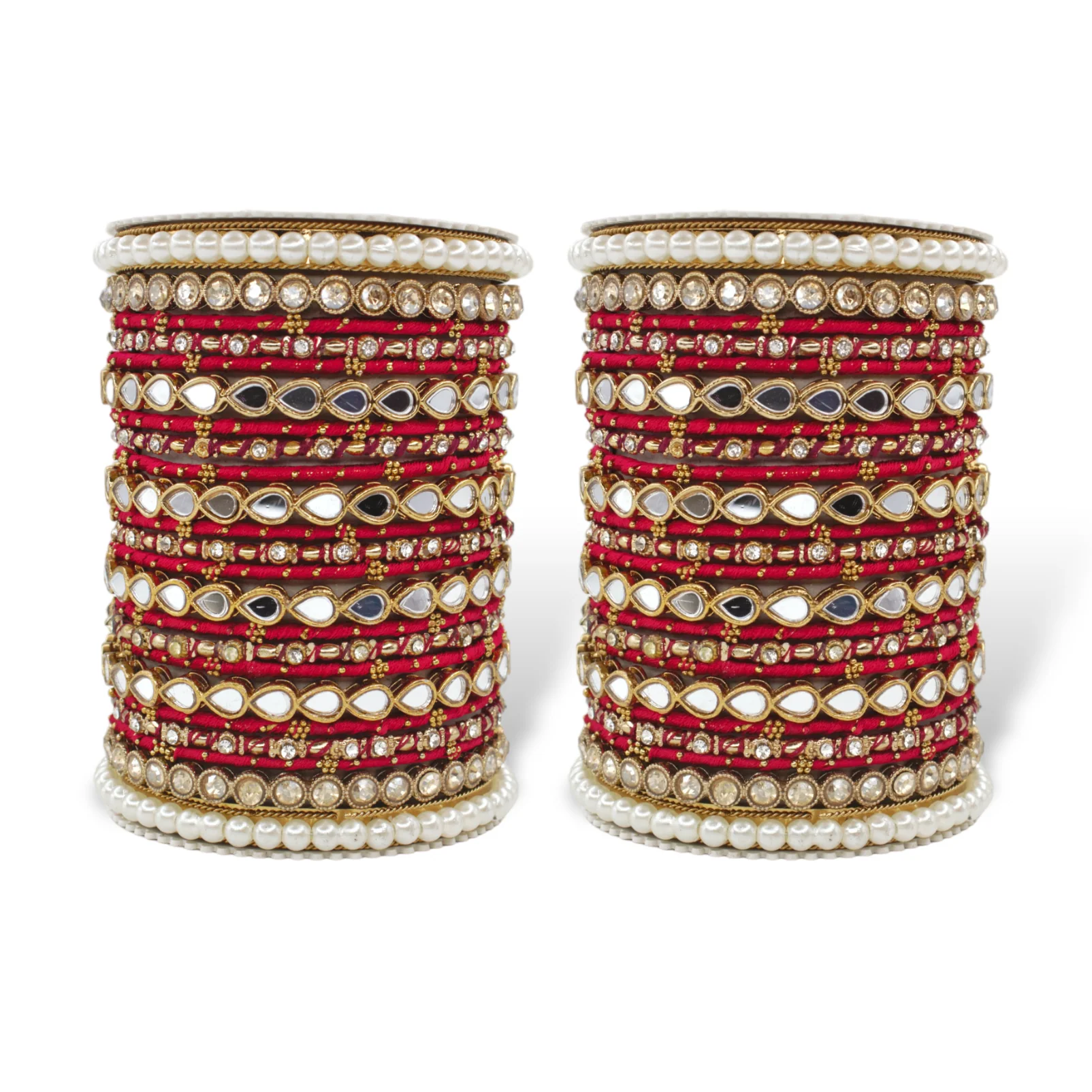 Bangle Set with Drop Mirror Kada and Pearl by Leshya - Image 4