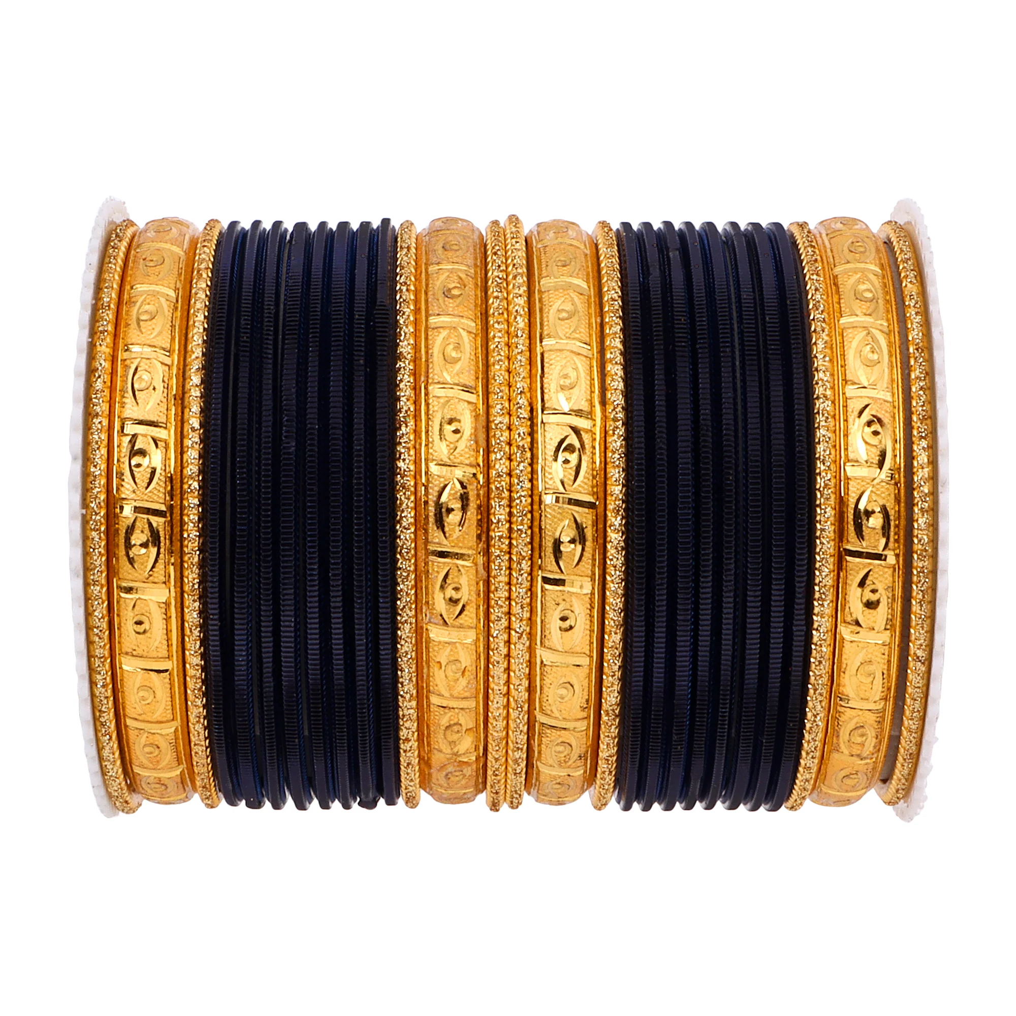 Bangle Set with Golden Etching Kada by Leshya - Image 4