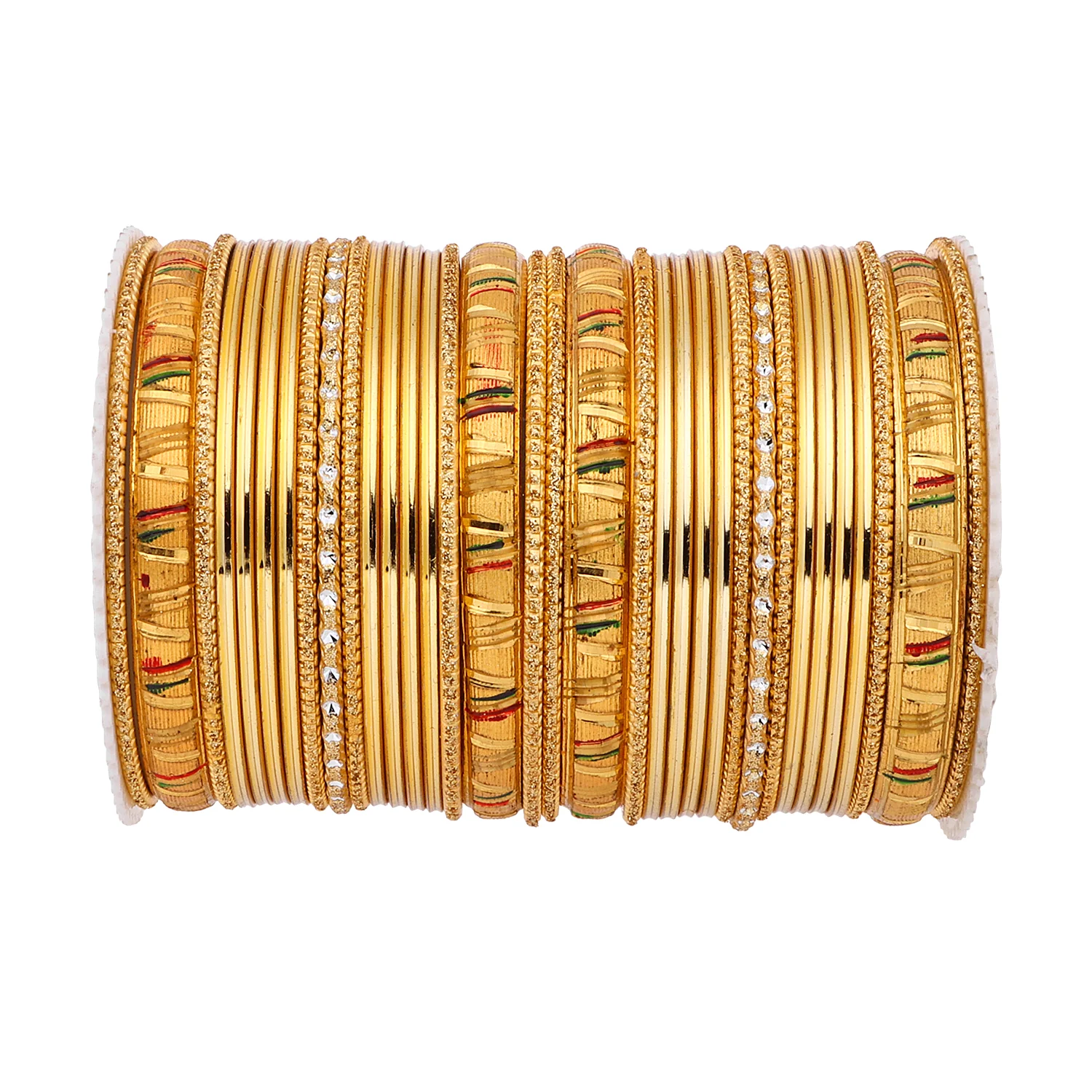 Shining Bangle Set with Golden Meenakari Kada by Leshya - Image 4