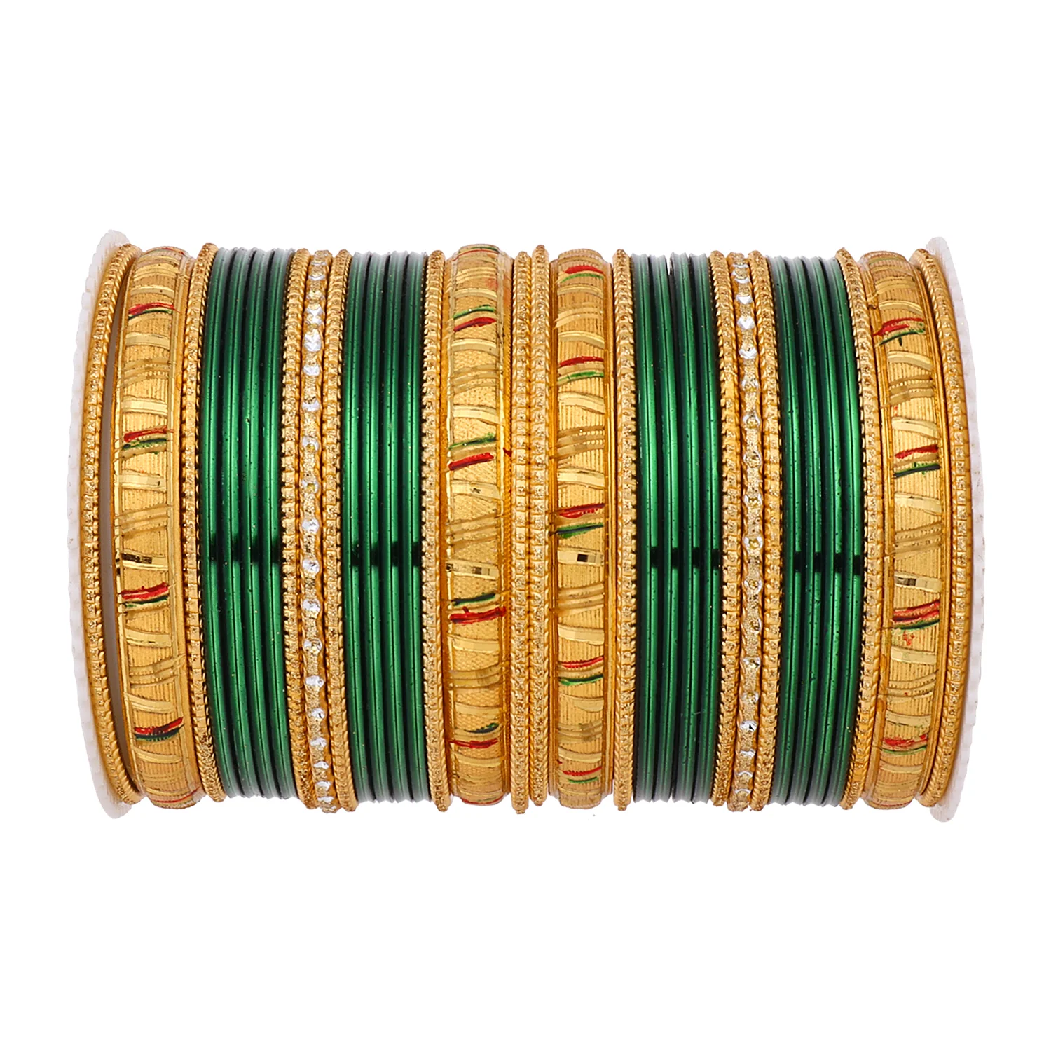 Shining Bangle Set with Golden Meenakari Kada by Leshya - Image 6