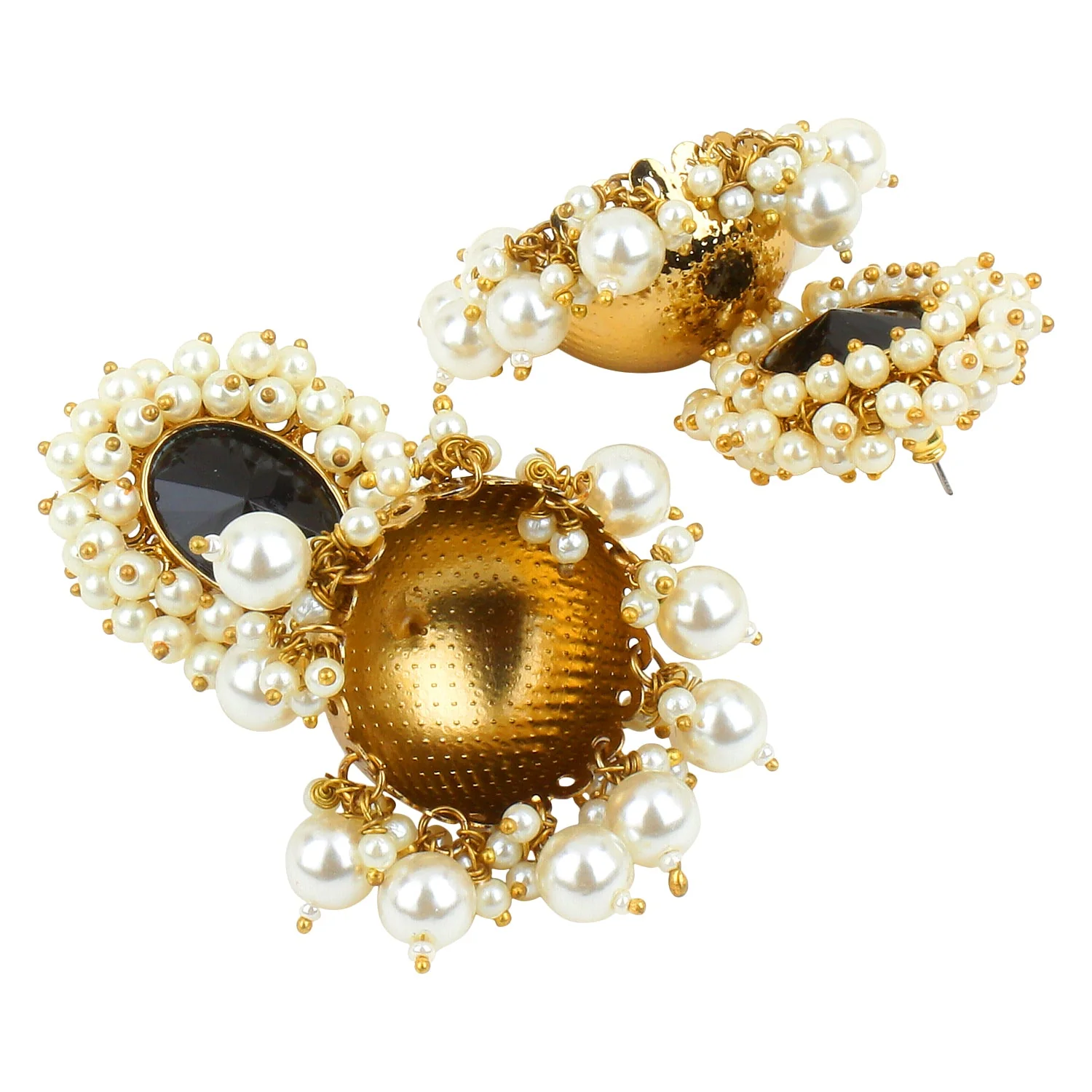 Beaded Jhumki Earring with Glass Stone by Leshya - Image 2