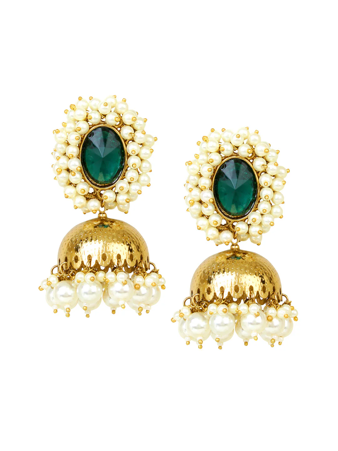 Beaded Jhumki Earring with Glass Stone by Leshya - Image 3
