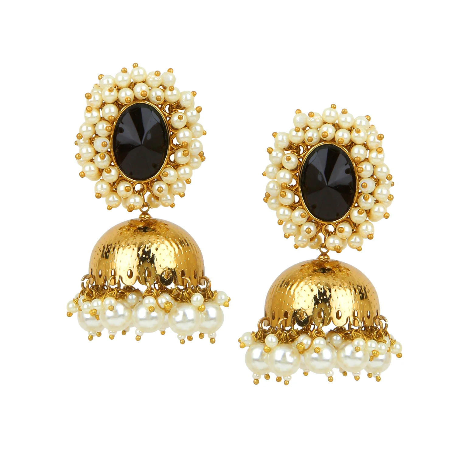 Beaded Jhumki Earring with Glass Stone by Leshya - Image 4