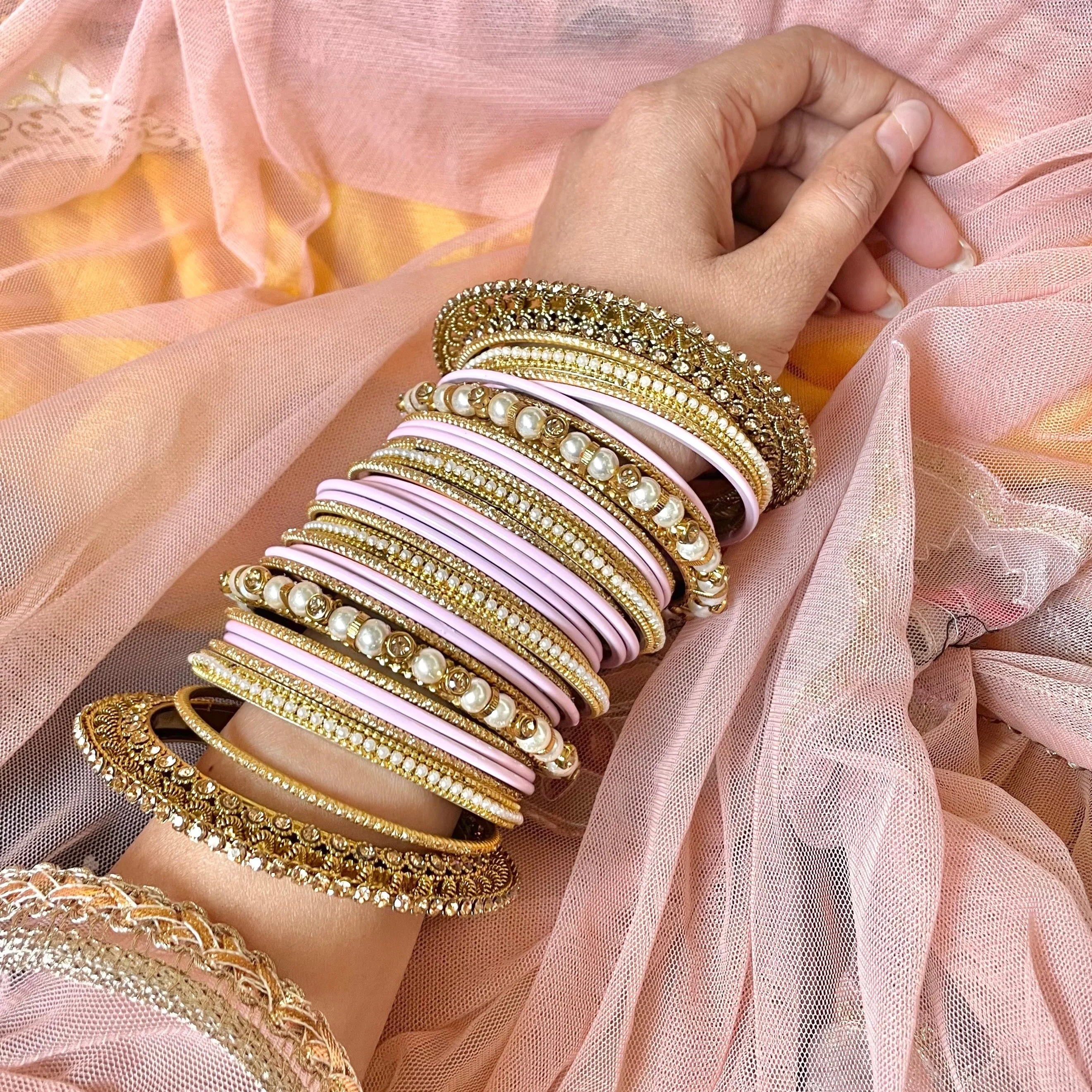 Beautiful Bridal Bangle Set with Pacheli Kada by Leshya - Image 6