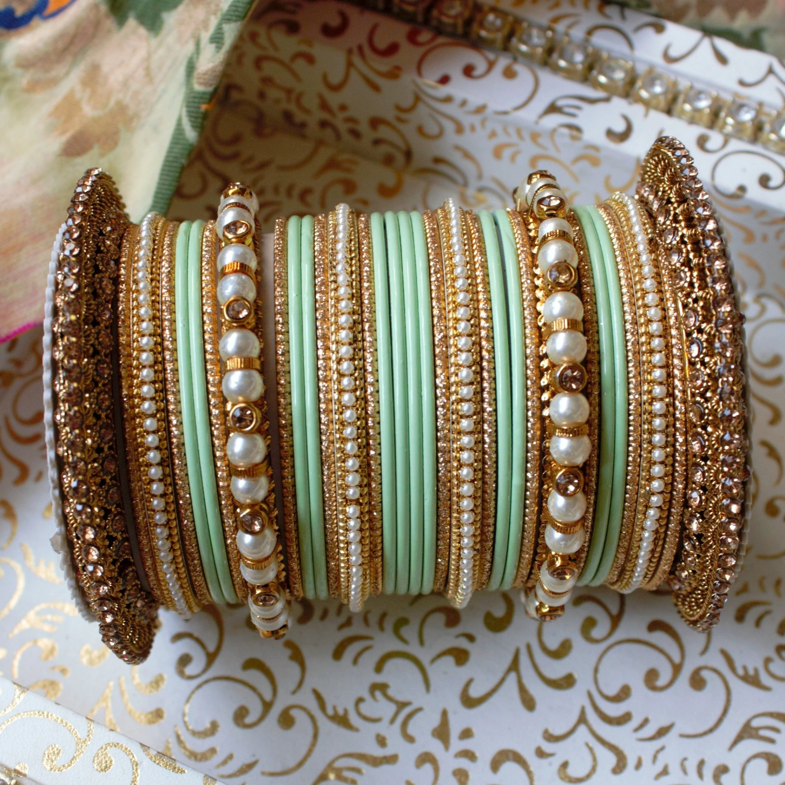 Beautiful Bridal Bangle Set with Pacheli Kada by Leshya - Image 8