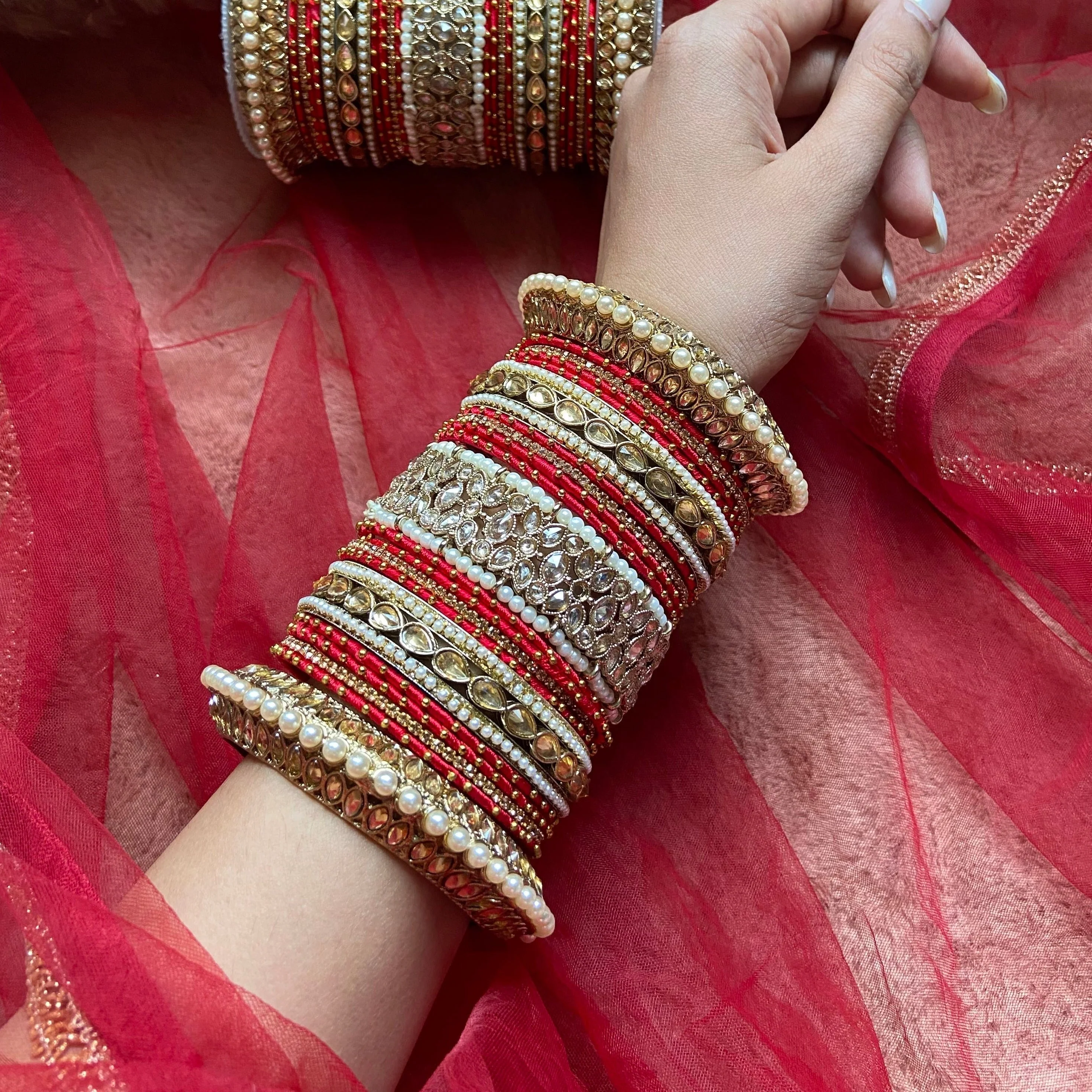Beautiful Bridal Bangle Set with Pacheli Kada by Leshya - Image 13