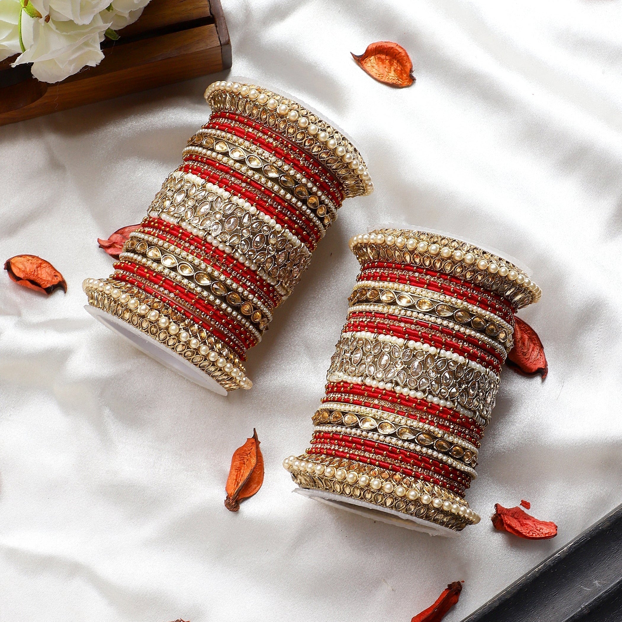 Beautiful Bridal Bangle Set with Pacheli Kada by Leshya - Image 16