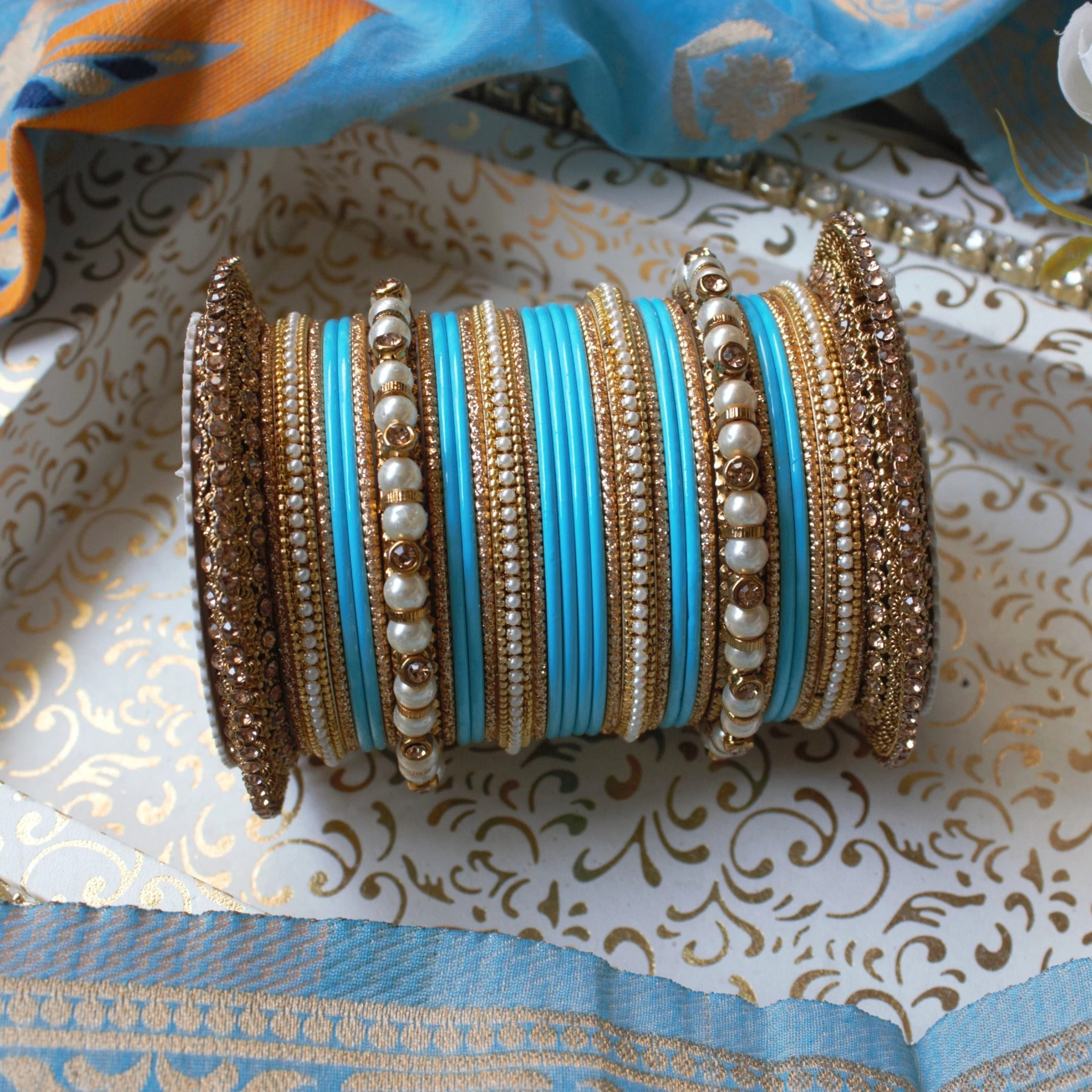 Beautiful Bridal Bangle Set with Pacheli Kada by Leshya - Image 2