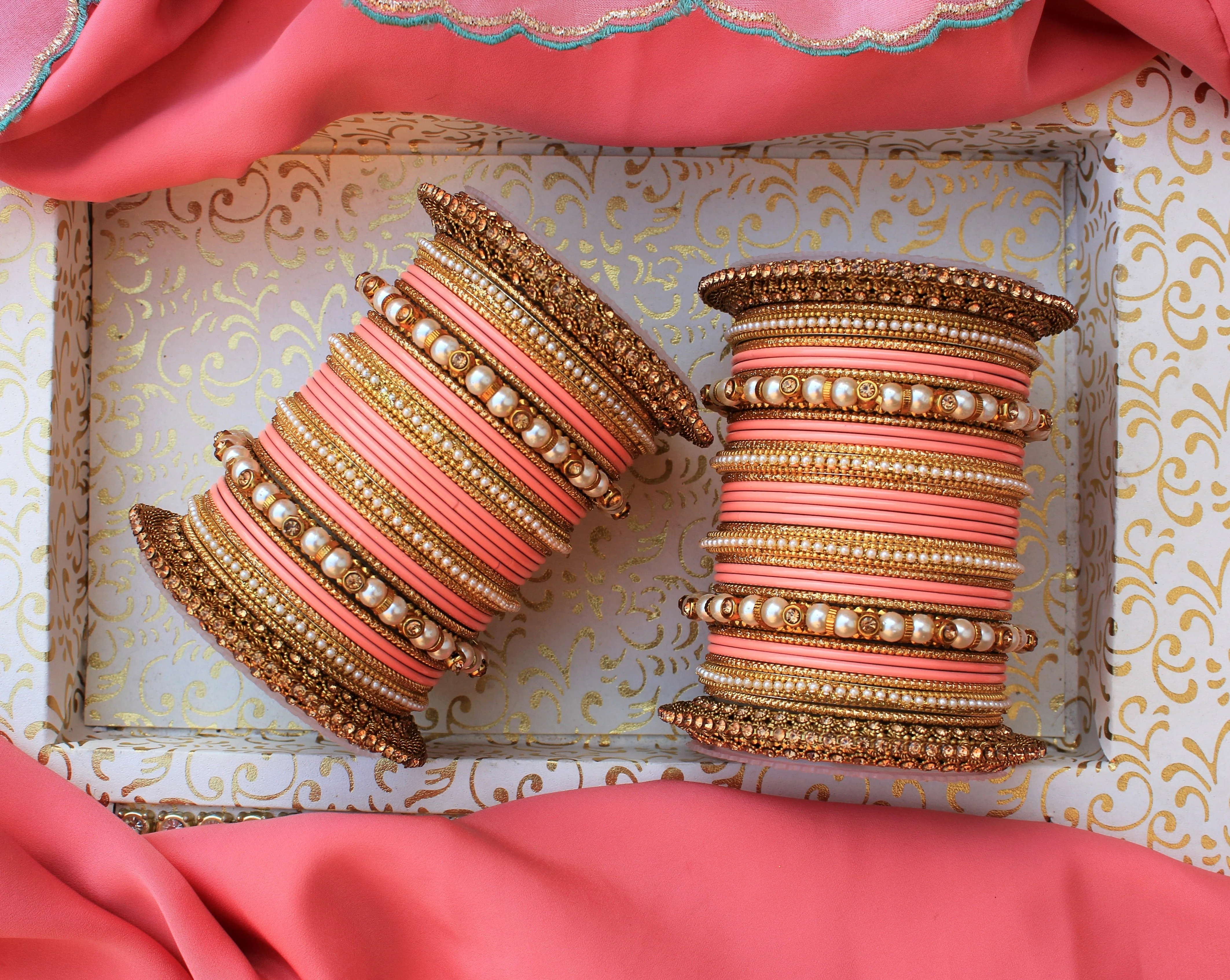 Beautiful Bridal Bangle Set with Pacheli Kada by Leshya - Image 5