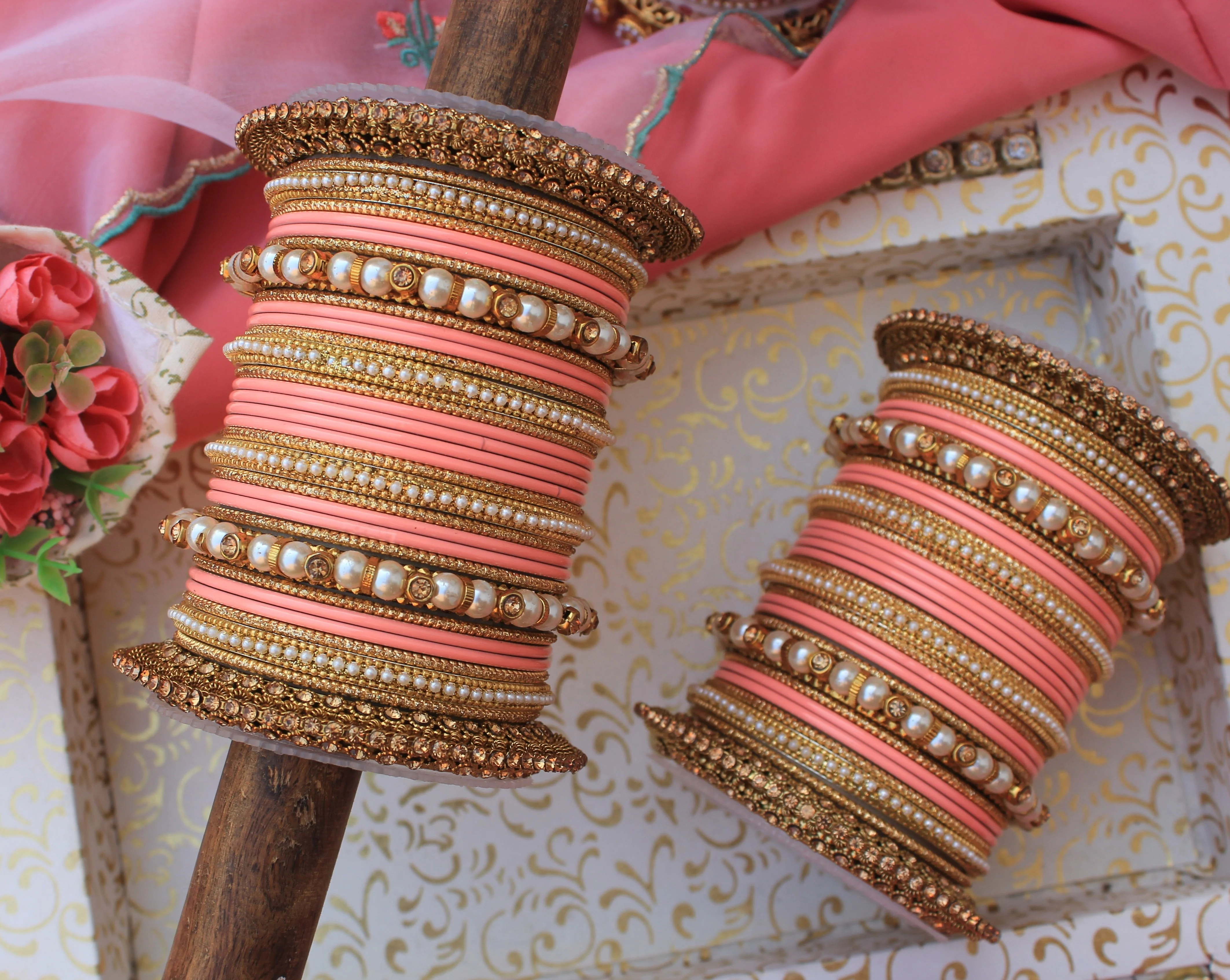 Beautiful Bridal Bangle Set with Pacheli Kada by Leshya - Image 6
