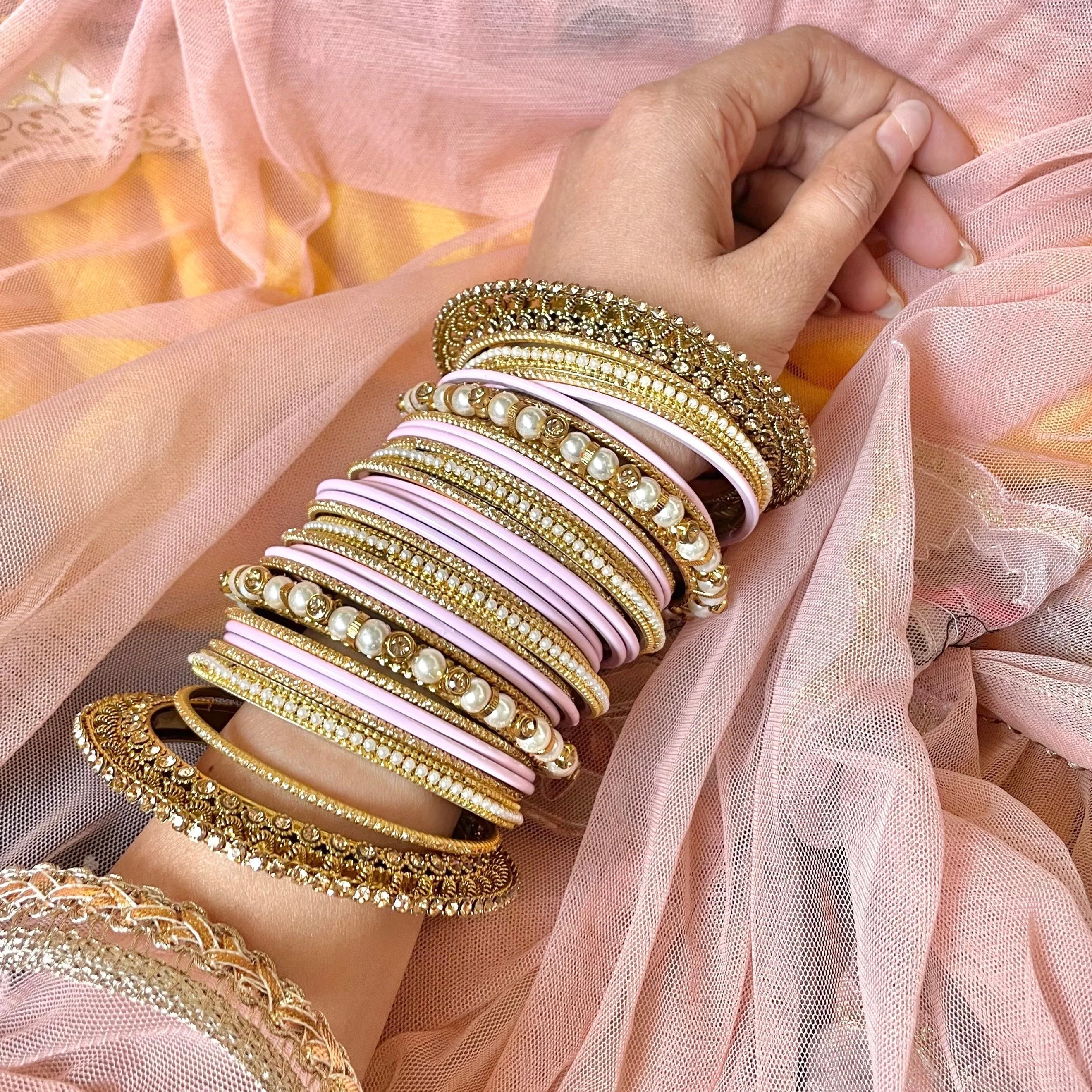 Beautiful Bridal Bangle Set with Pacheli Kada by Leshya - Image 8