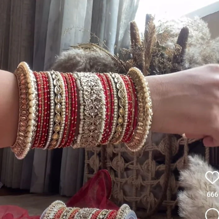 Beautiful Bridal Bangle Set with Pacheli Kada by Leshya - Image 9