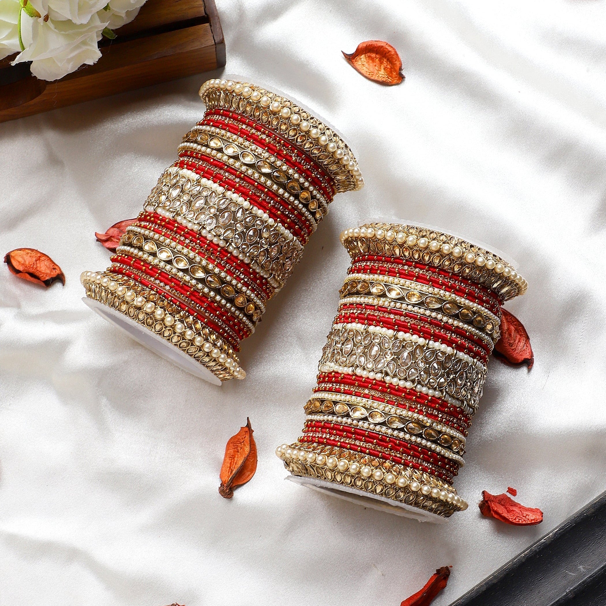 Beautiful Bridal Bangle Set with Pacheli Kada by Leshya - Image 10