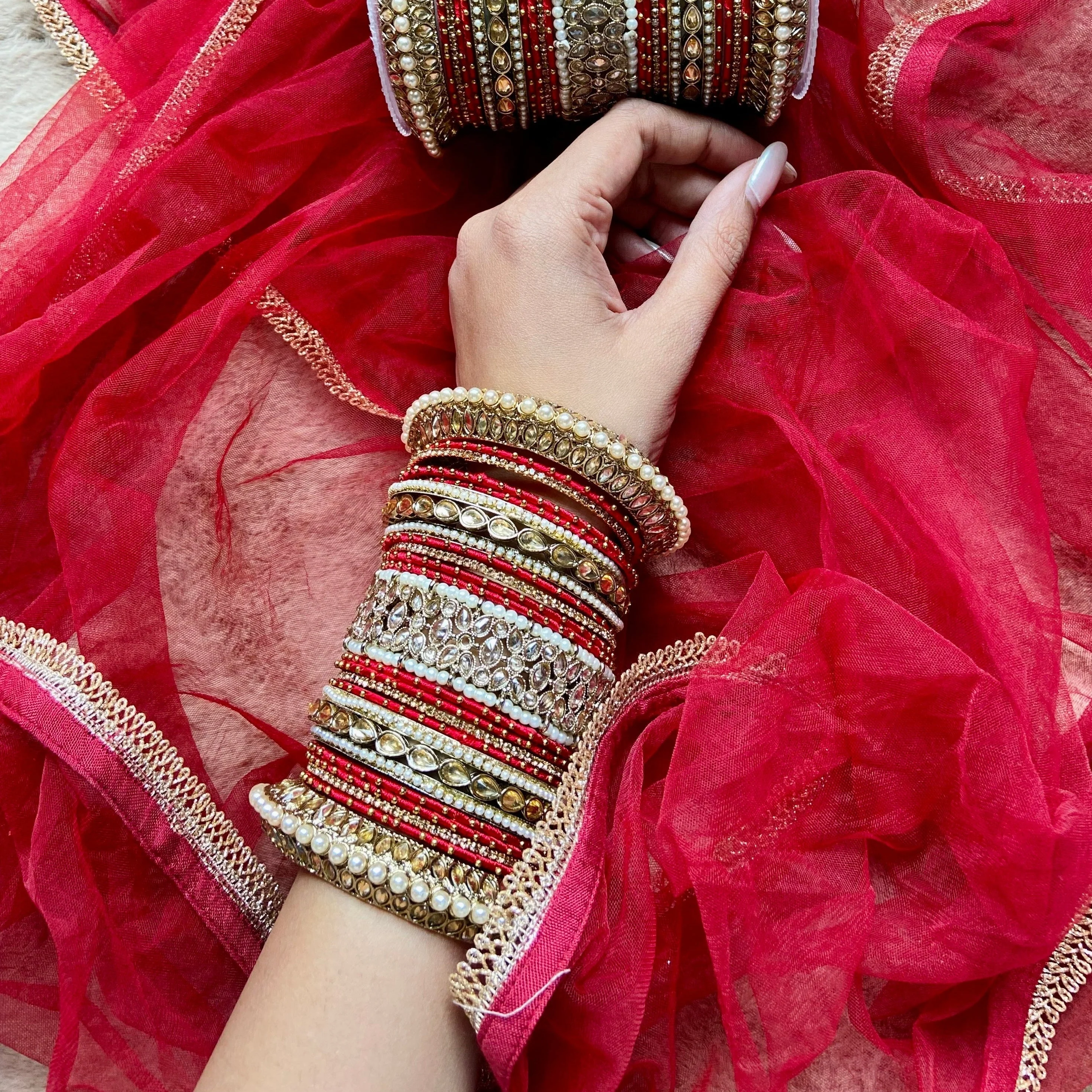 Beautiful Bridal Bangle Set with Pacheli Kada by Leshya - Image 11