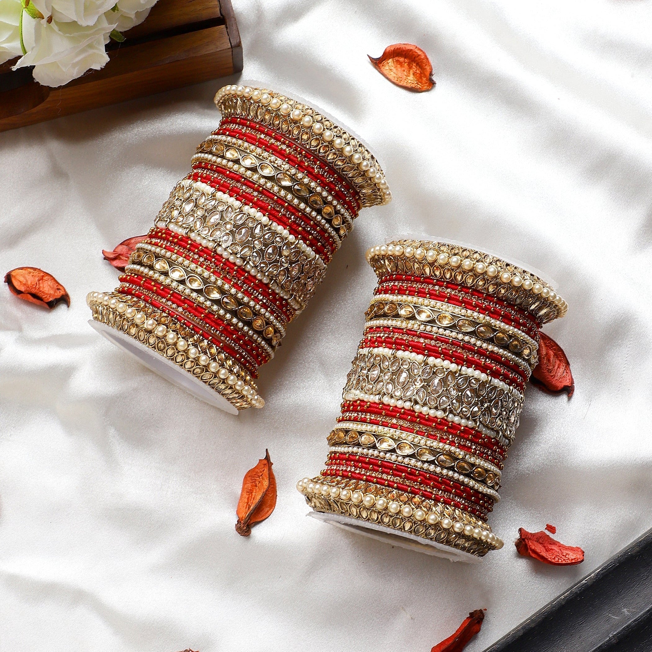 Beautiful Bridal Bangle Set with Pacheli Kada by Leshya - Image 12