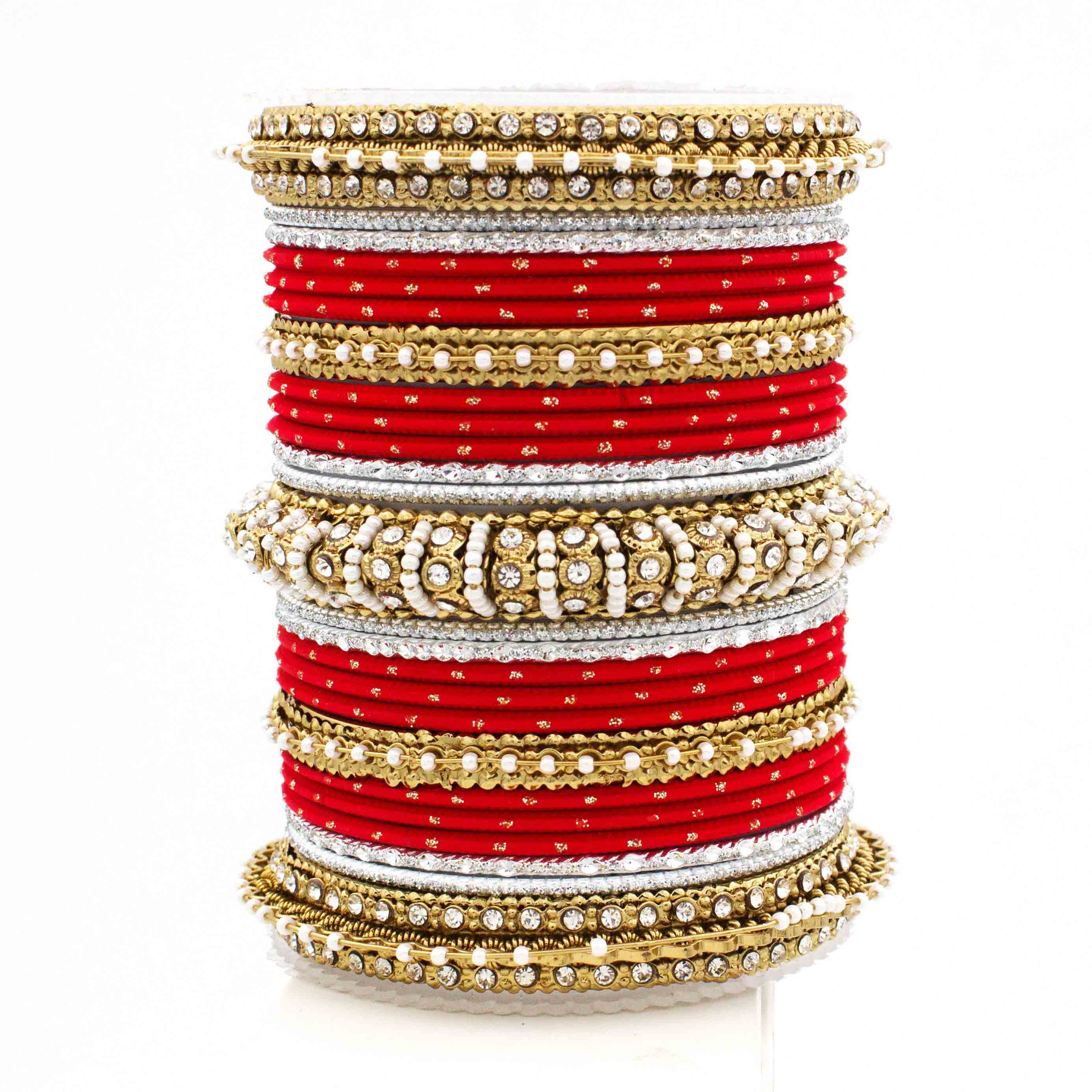 Beautiful Dotted Bangle And Pearl Bangle Set - Image 2