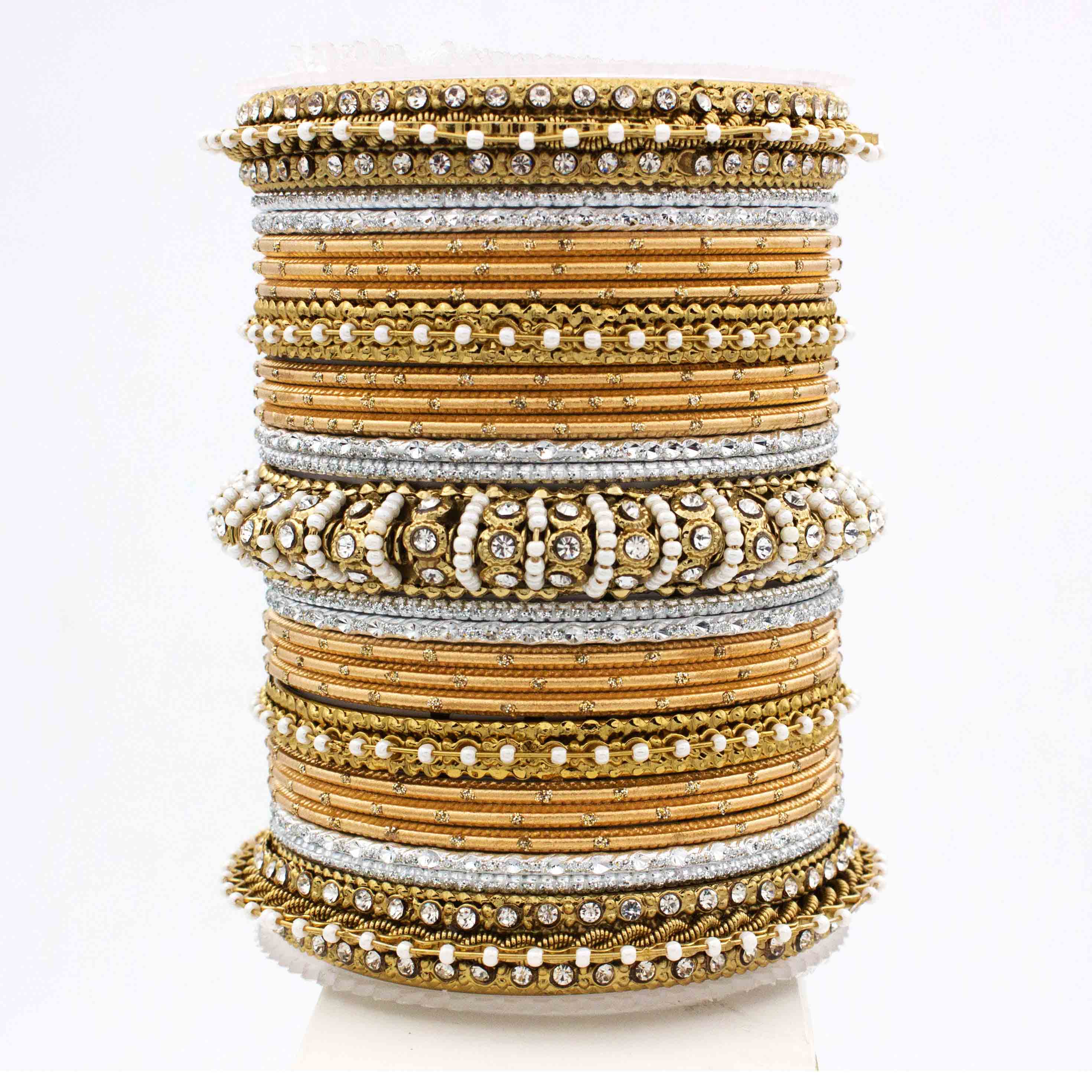 Beautiful Dotted Bangle And Pearl Bangle Set - Image 4