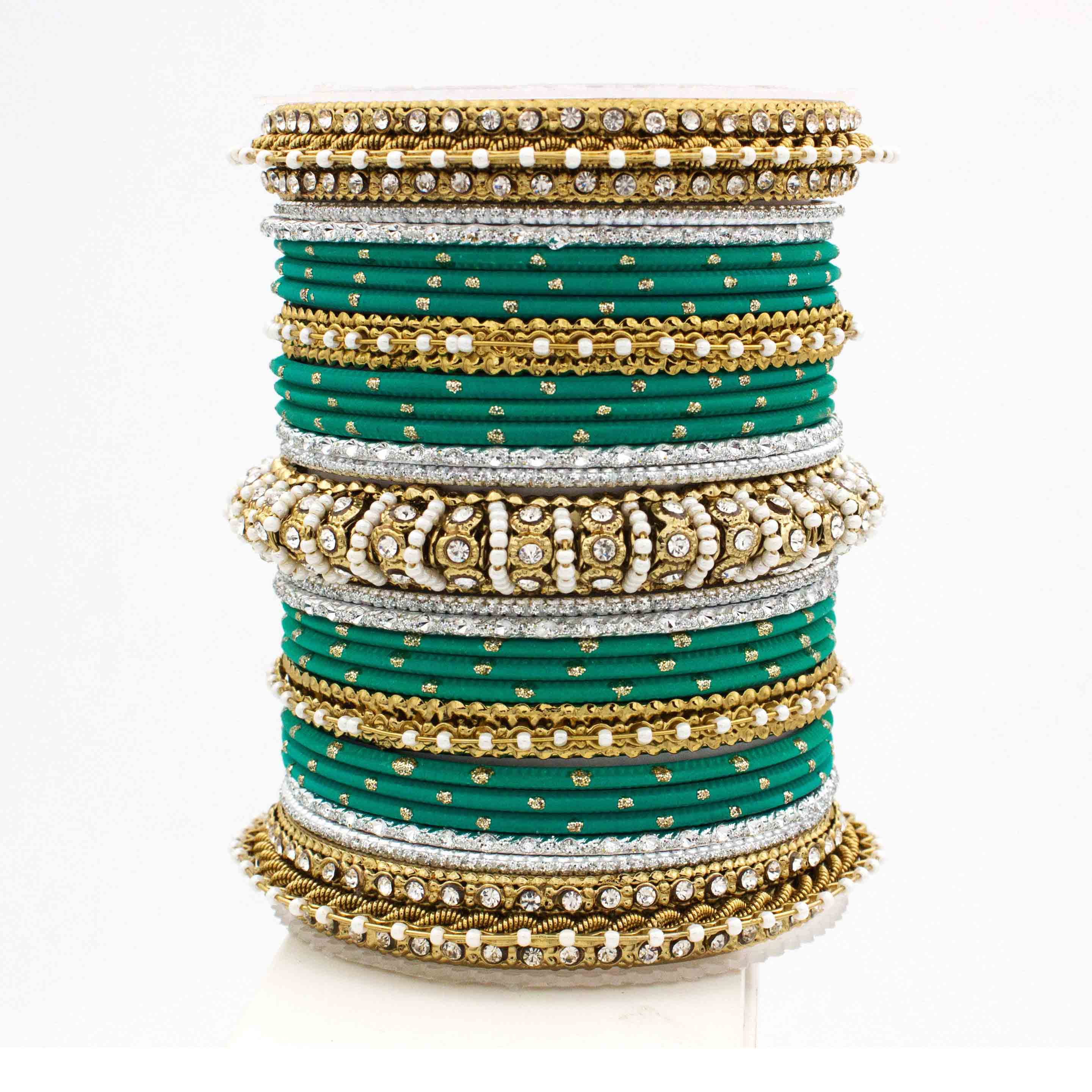 Beautiful Dotted Bangle And Pearl Bangle Set - Image 9